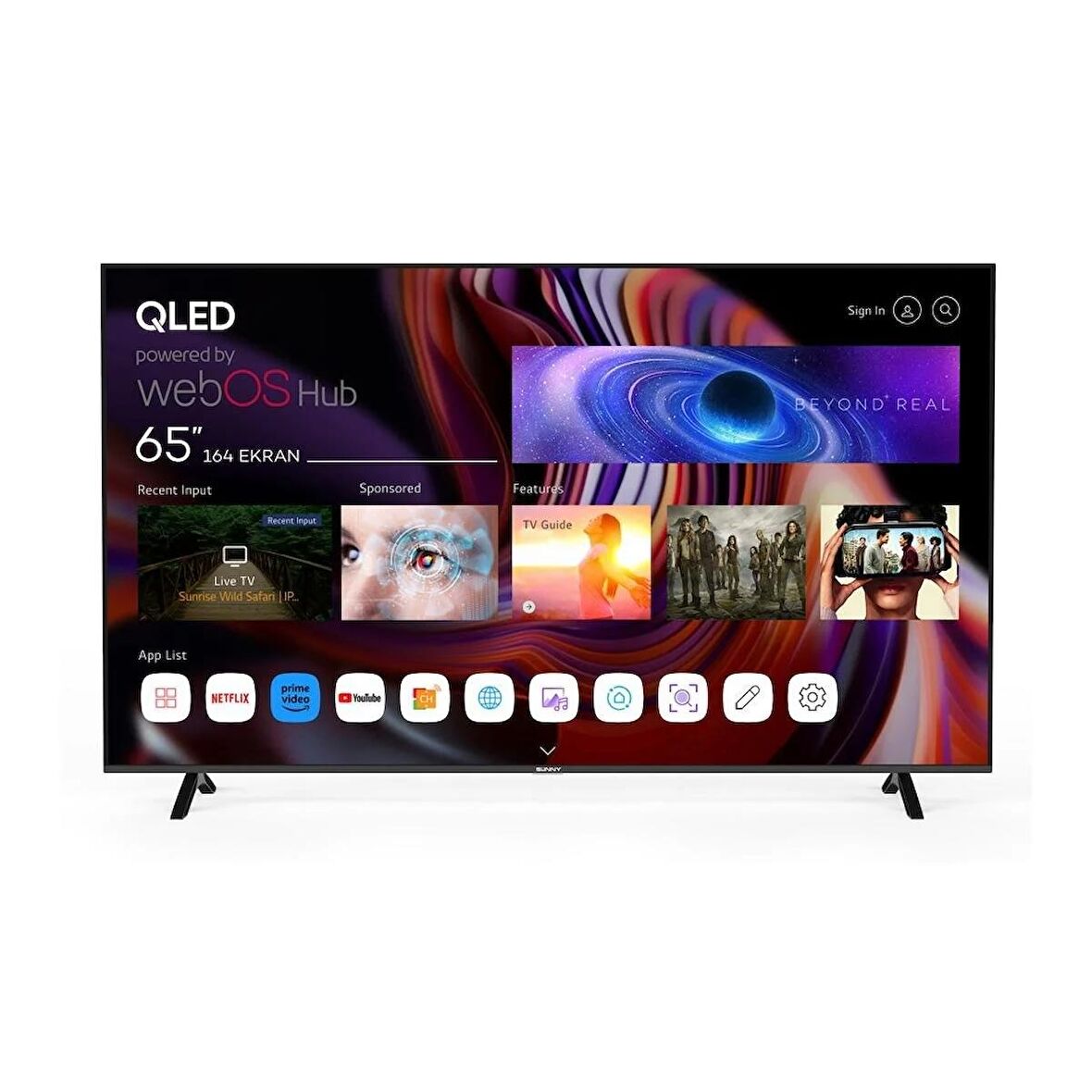 Sunny SN65QMN252 65'' 165 Ekran Frameless UHD 4K WebOS 2.0 QLED TV