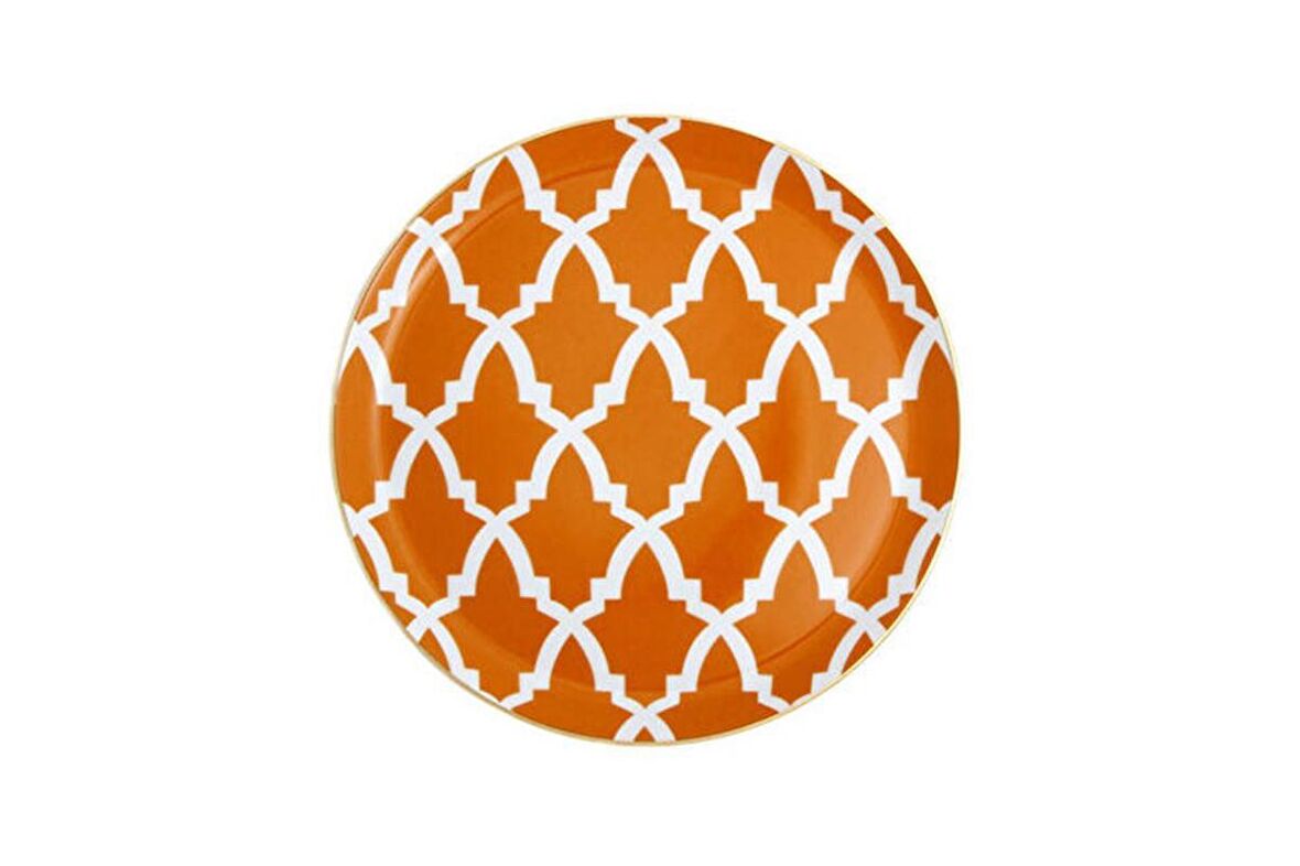 Porland Morocco Desen 3 Turuncu Düz Tabak 24 Cm