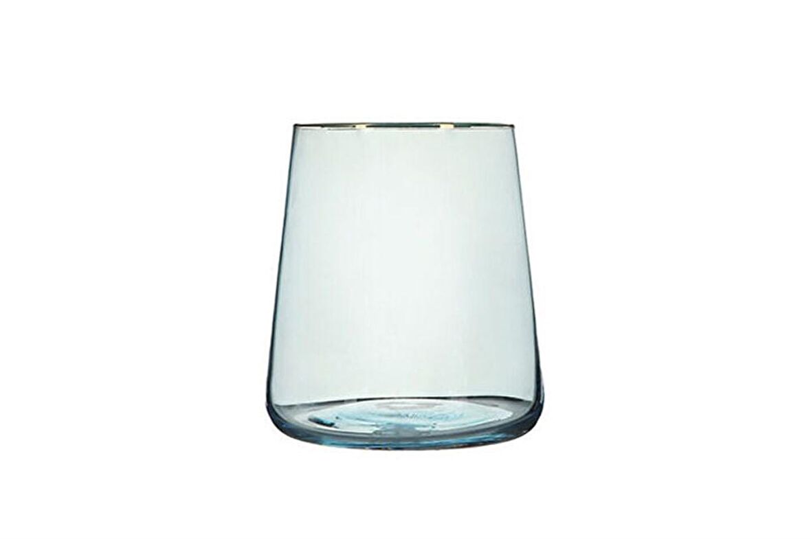 Porland Soft Mavi Yaldızlı Ayaksız Su bardağı 380 cc