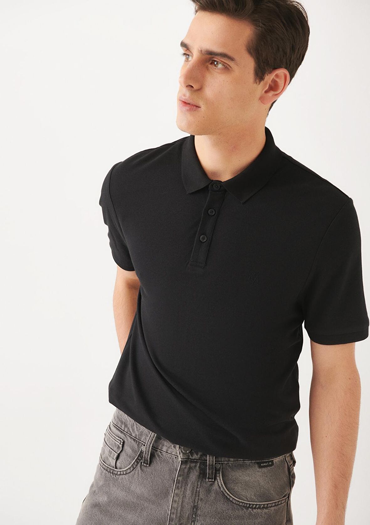 Mavi Lux Touch Polo Yaka Modal Siyah Tişört 066157-900