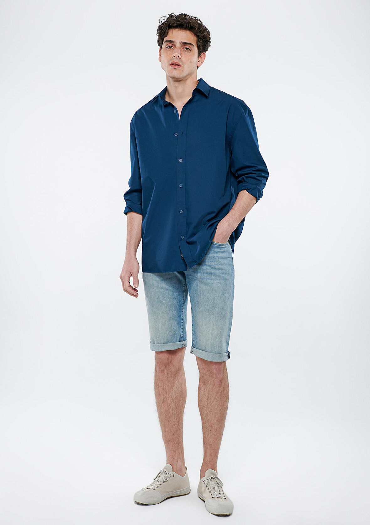 Nicholas Açık Puslu Mavi Premium Jean Şort 0416028720
