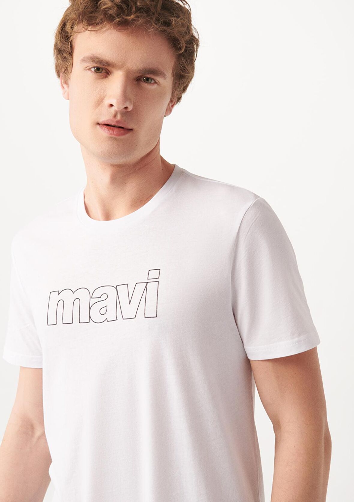 Mavi Logo Baskılı Beyaz Tişört 065781-620