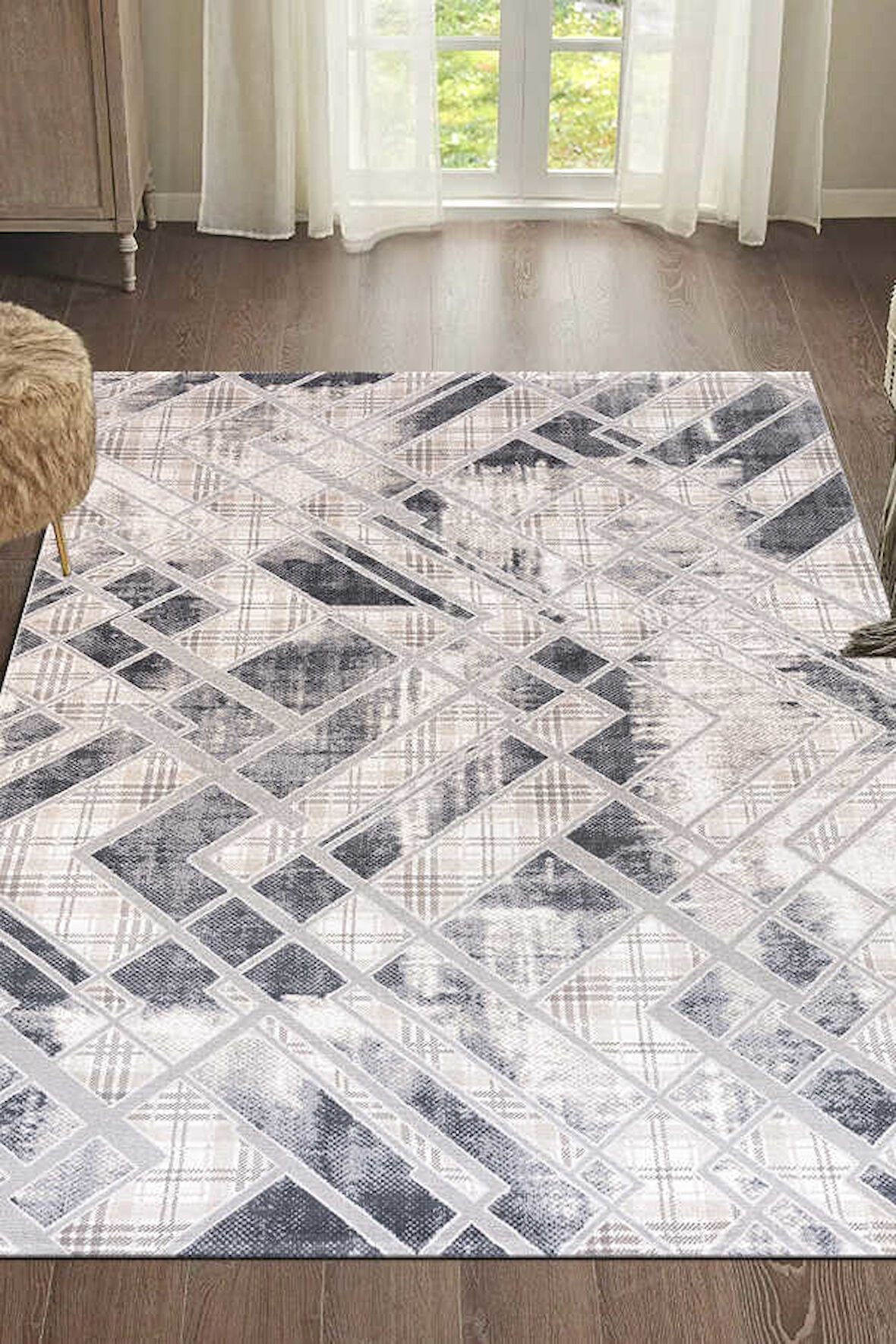 Wilto Bej Gri Halı Yumuşak Oturma Odası Salon Çocuk Odası Mutfak Halısı P1149