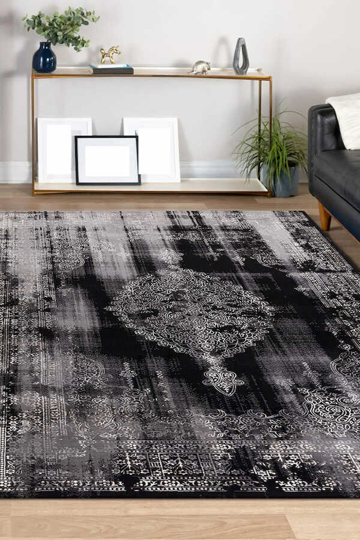 Lynosse Siyah Halı Yumuşak Oturma Odası Salon Çocuk Odası Mutfak Halısı P0307