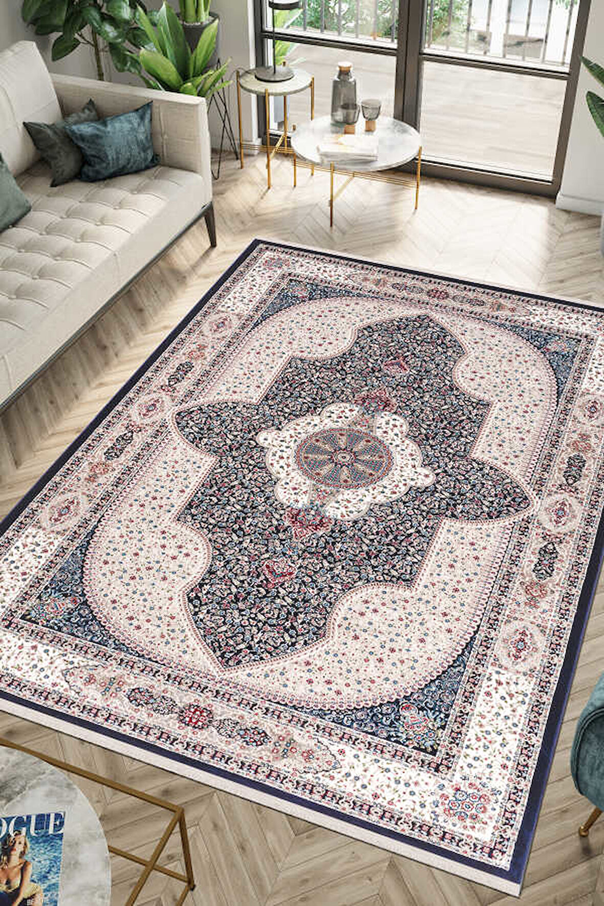 Amasra Koyu Mavi Halı Yumuşak Oturma Odası Salon Çocuk Odası Mutfak Halısı P1075