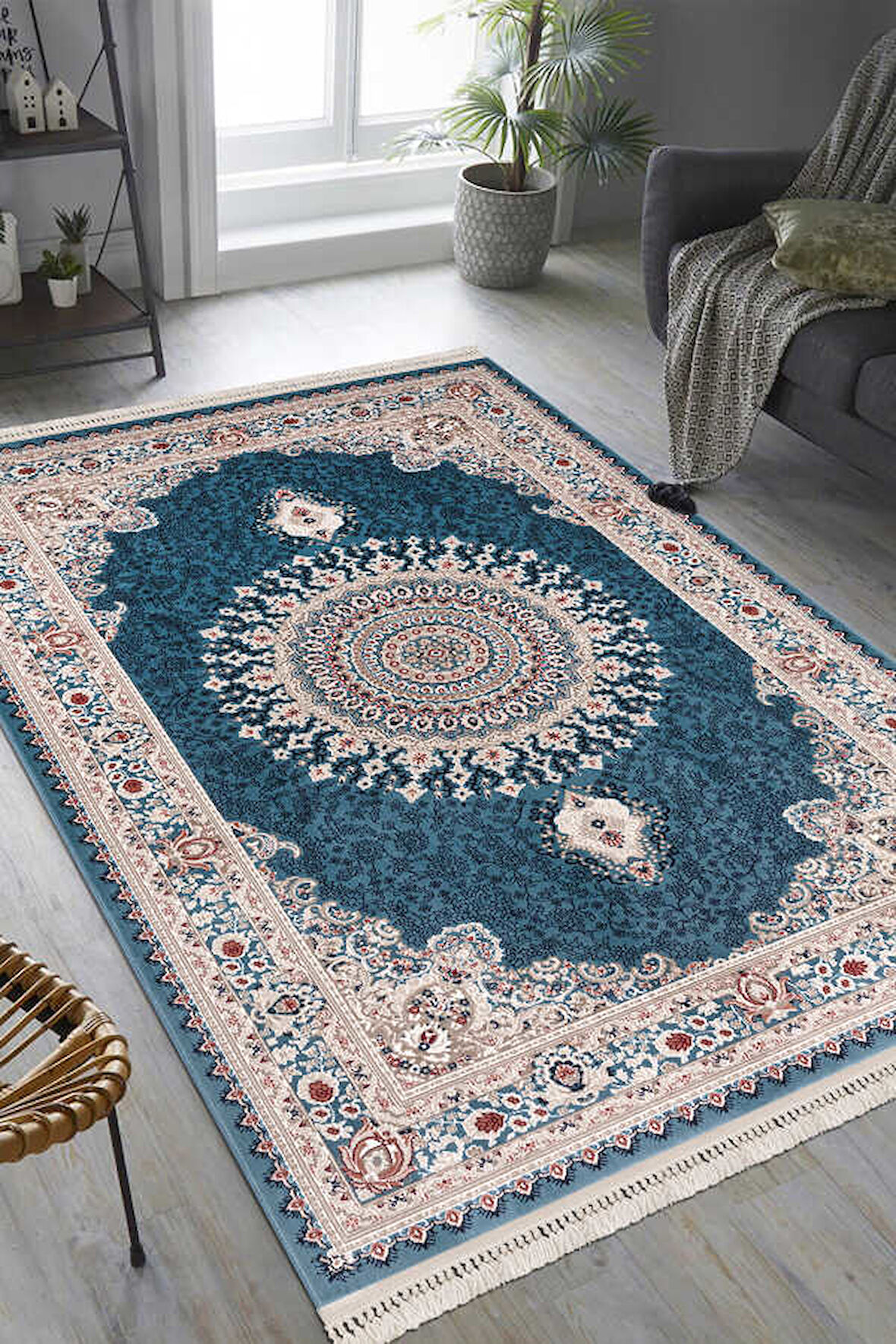 Amasra Mavi Halı Yumuşak Oturma Odası Salon Çocuk Odası Mutfak Halısı P256D