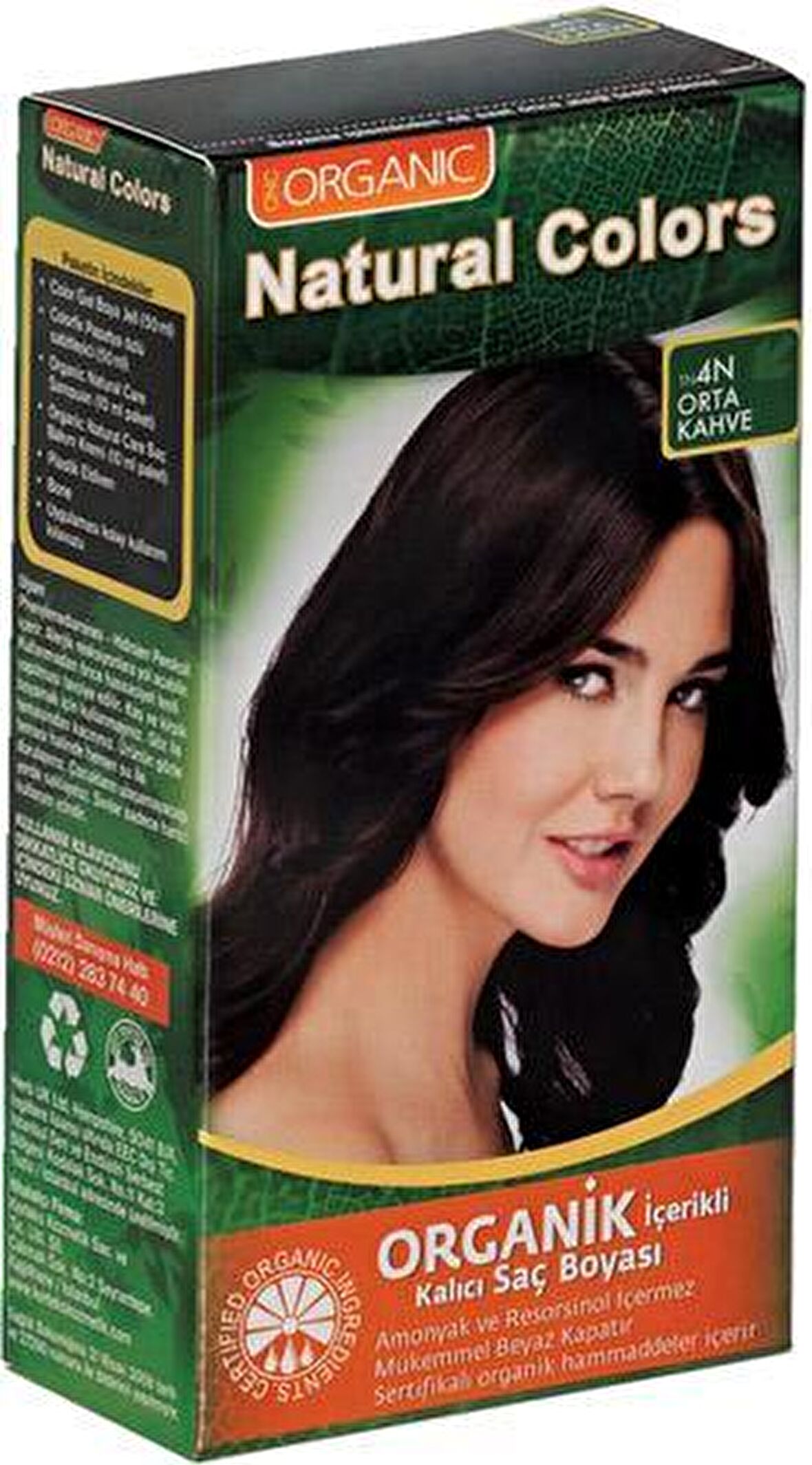 4N Orta Kahve Organik Saç Boyası