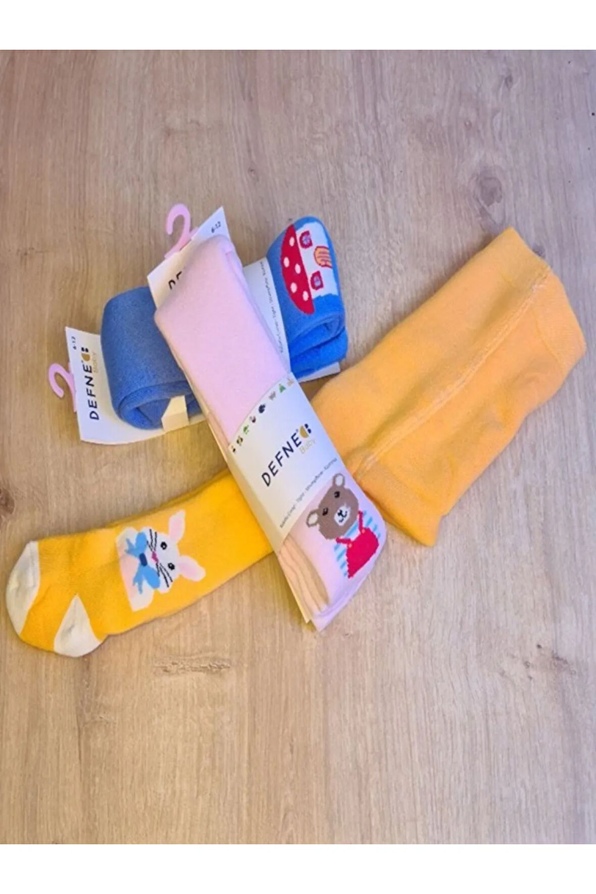 3 ADET PAMUKLU UNISEX TAVŞAN MANTAR AYICIK DESENLİ ÇOCUK VE BEBEK KÜLOTLU ÇORAP
