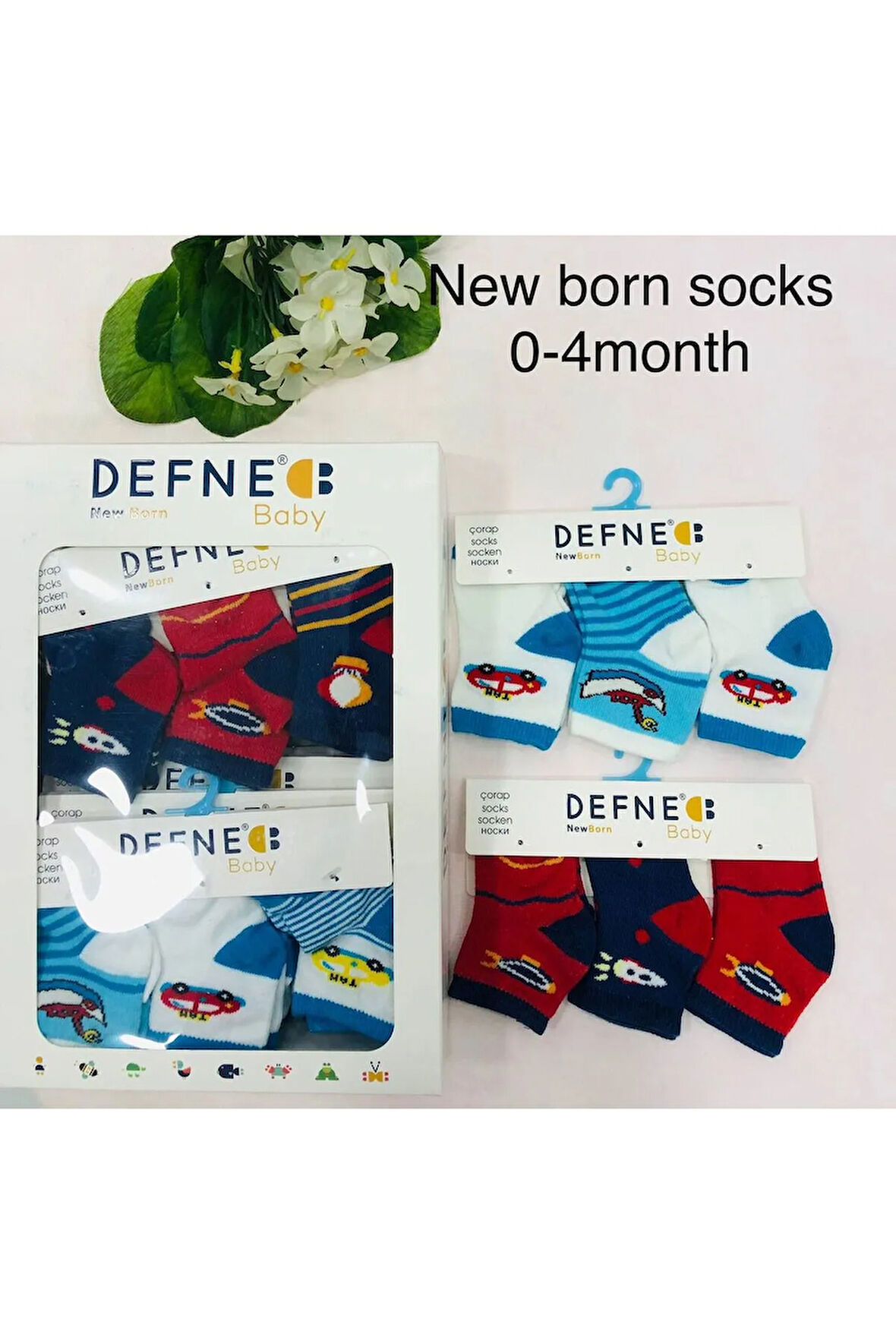 6 ÇİFT PAMUKLU NEW BORN YENİDOĞAN ERKEK BEBEK ÇORAP