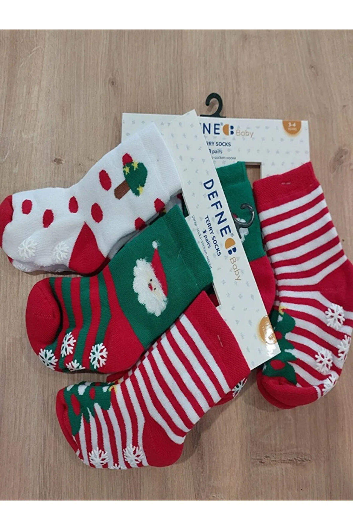 3 Çift Havlu Pamuklu Kışlık Yılbaşı Desenli Unisex Çocuk Ve Bebek Soket Çorap