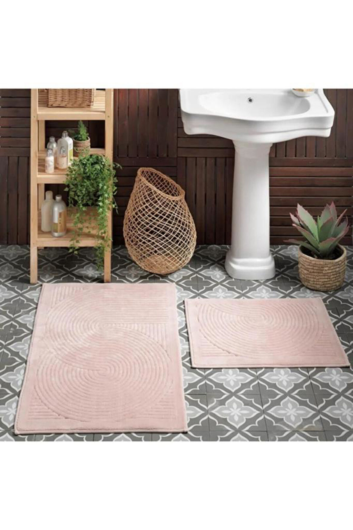 TAÇ VENİSE BANYO PASPAS TAKIMI SETİ PAMUK 2'Lİ SOMON 