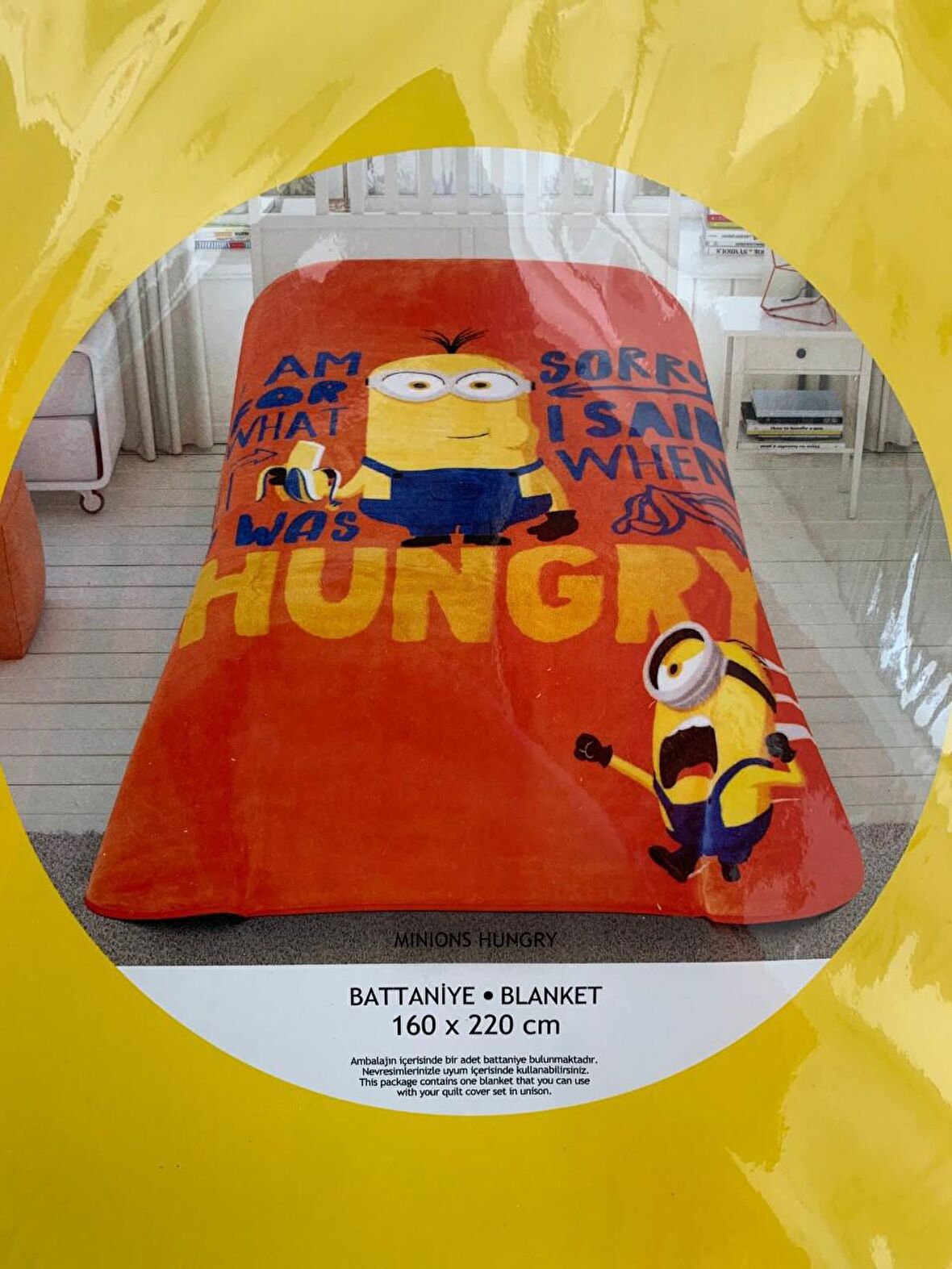 Taç Kristal Minions Tek Kişilik Polar Battaniye Kırmızı 160 x 220 cm