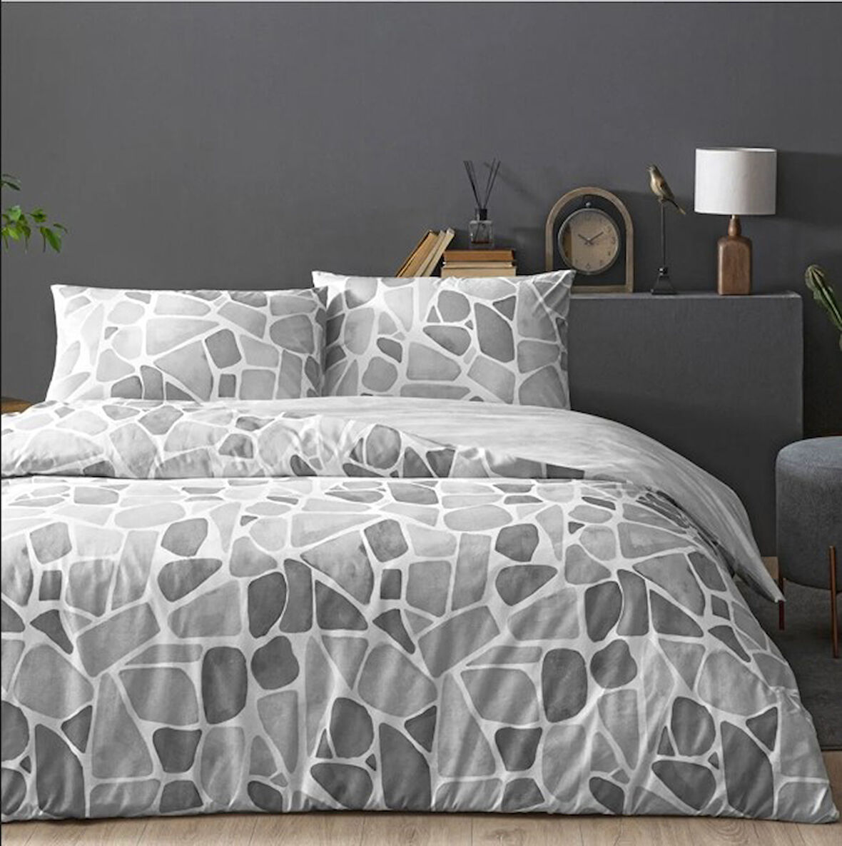 Taç Ranforce Tek Kişilik Nevresim Takımı Alvy Gri