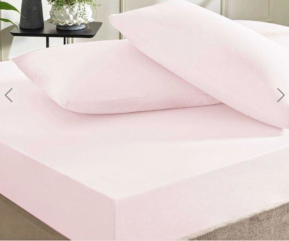 Taç Ranforce Lastikli Tek Kişilik Çarşaf Set Pudra