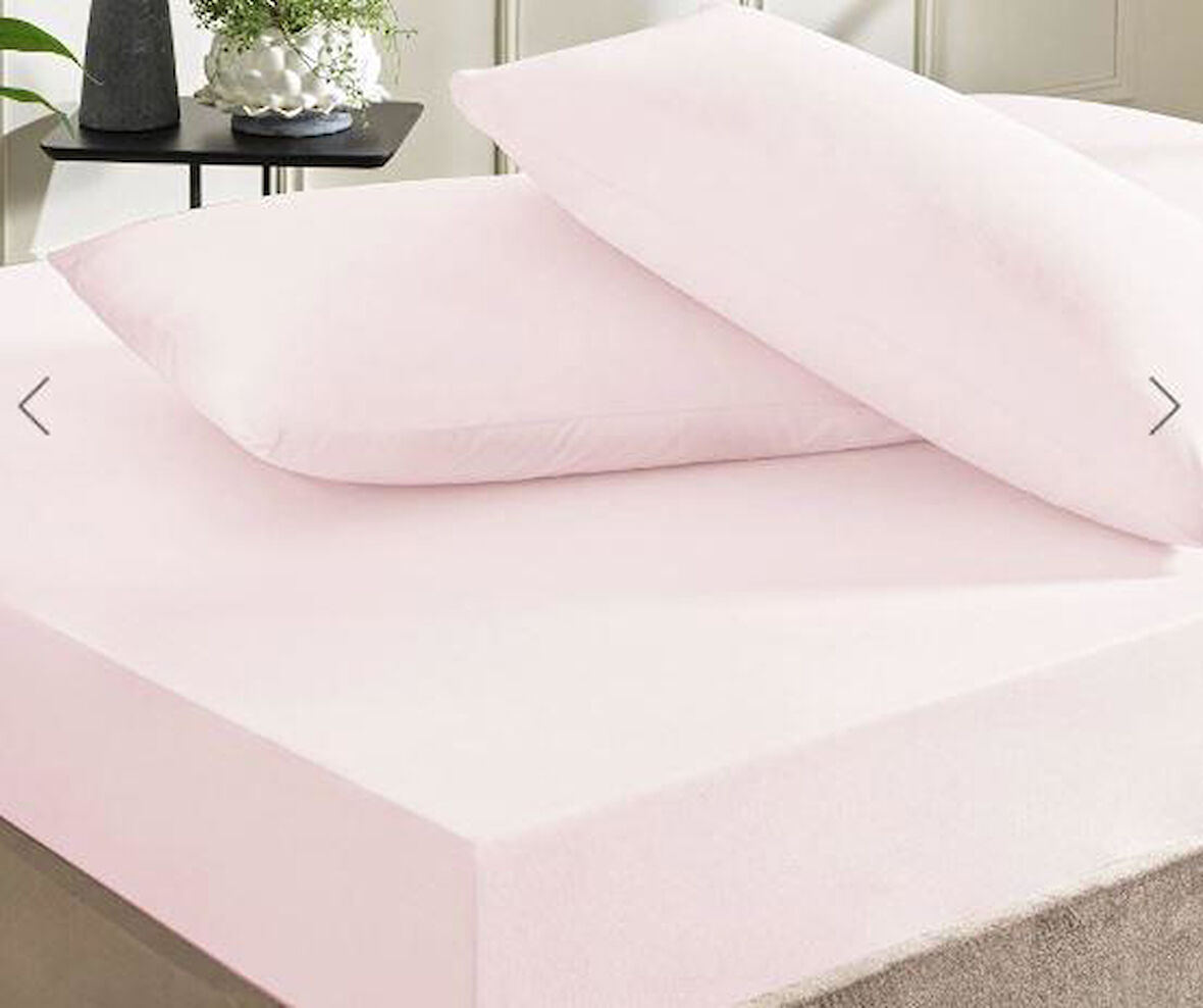 Taç Ranforce Lastikli Çift Kişilik Çarşaf Set Pudra