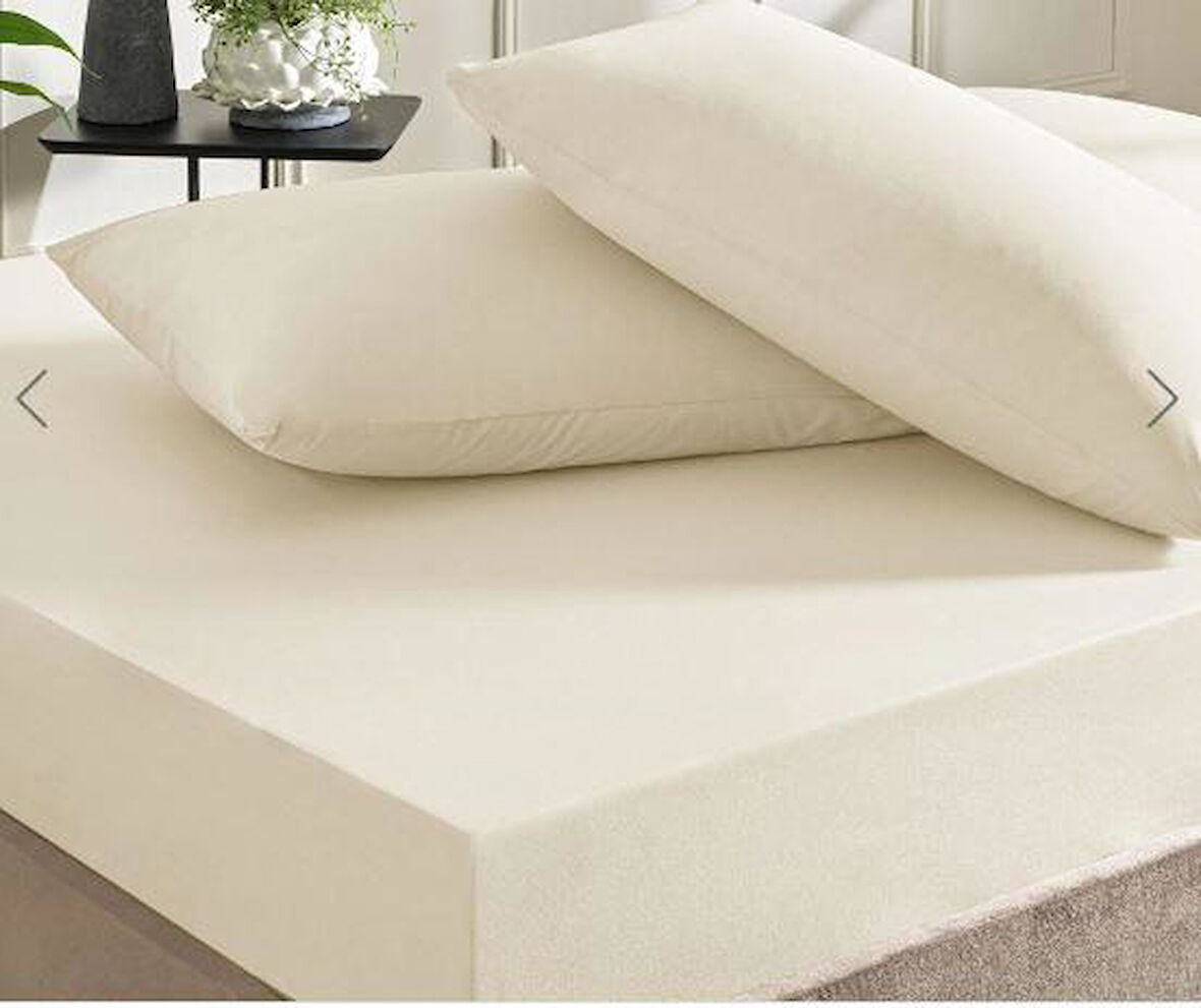 Taç Ranforce Lastikli Çift Kişilik Çarşaf Set Ekru