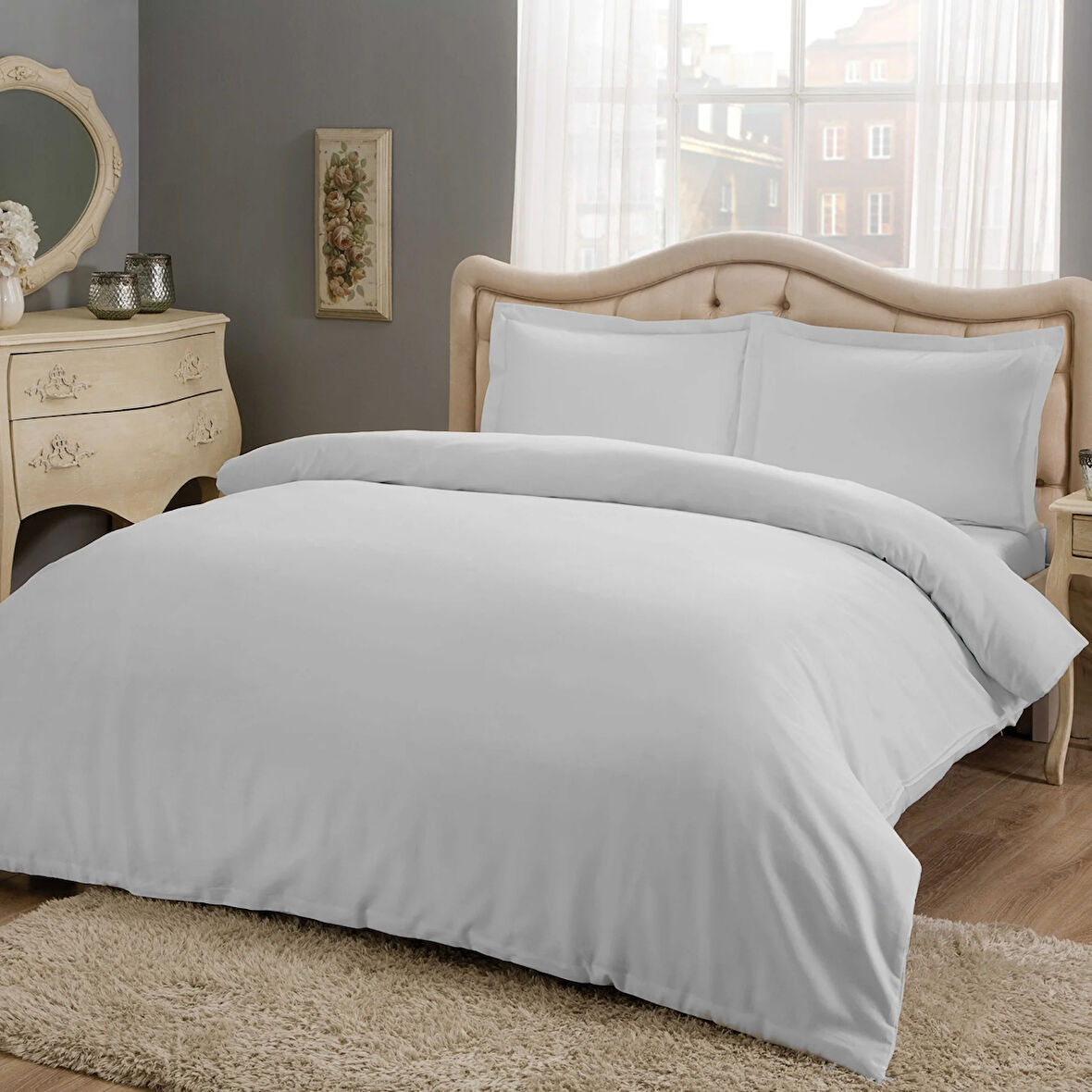 Taç Color Dreams Saten Çift Kişilik Nevresim Takımı Gri