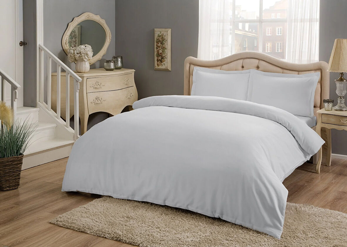 Taç Saten Basic King Size Nevresim Takımı Gri