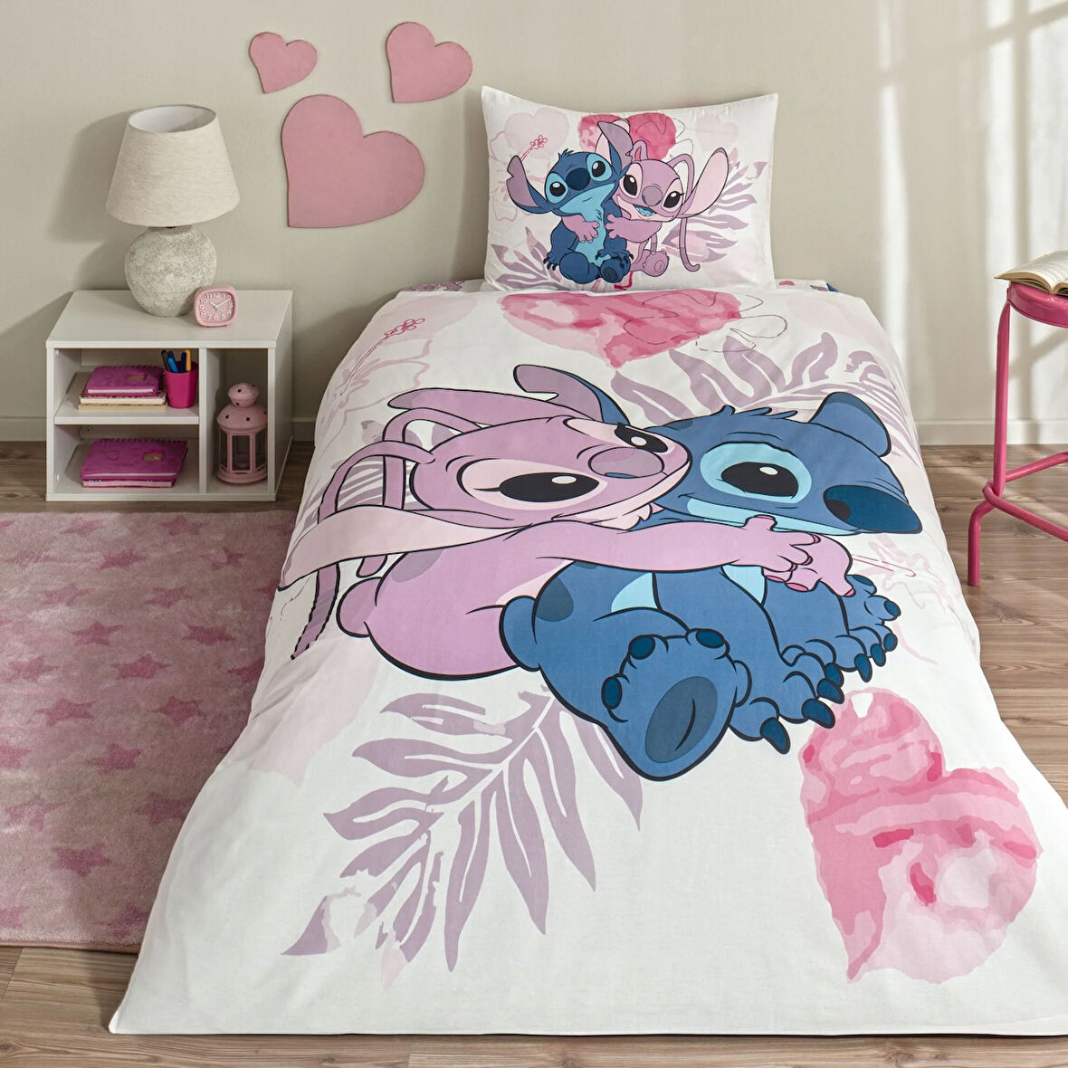 Taç Lisanslı Lilo&Stitch Tek Kişilik Pamuk Nevresim Takımı