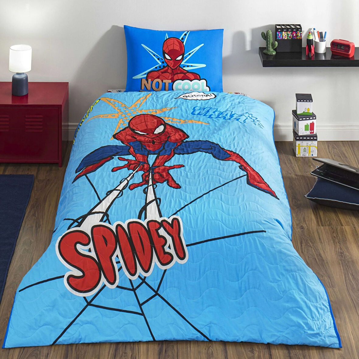 Taç Lisanslı Spiderman Thwip Tek Kişilik Pamuk Complete Set