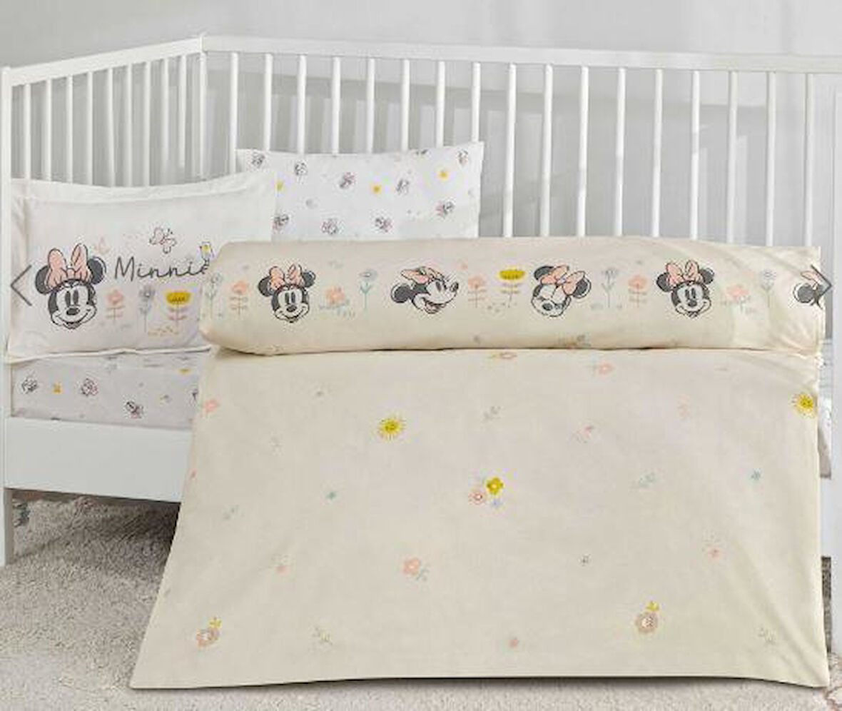 Taç Lisanslı Disney Minnie Mouse Dream Baby Pamuk Bebek Nevresim Takımı