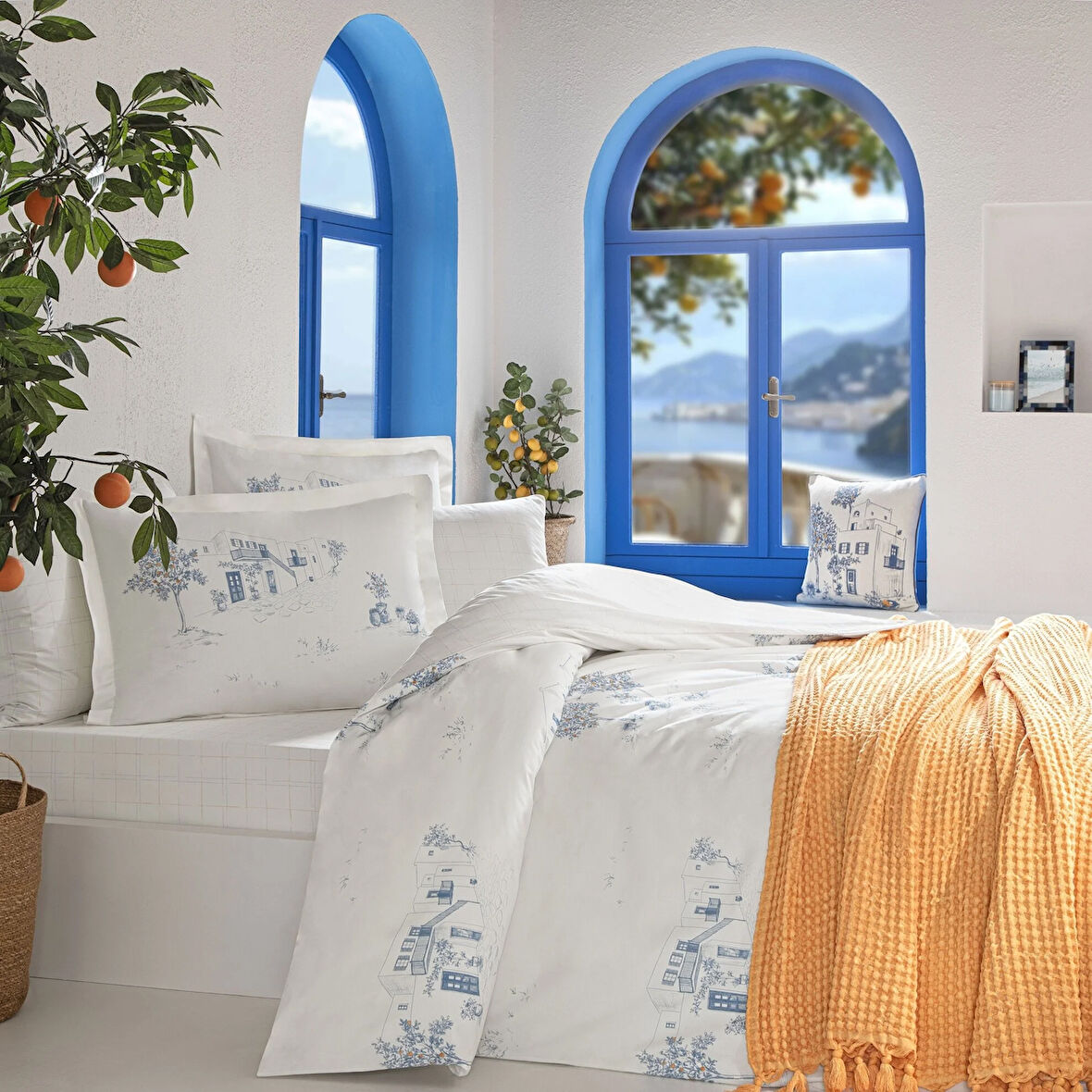 Taç Butik Cıelo Pamuk Çift Kişilik Çarşaf Lacivert