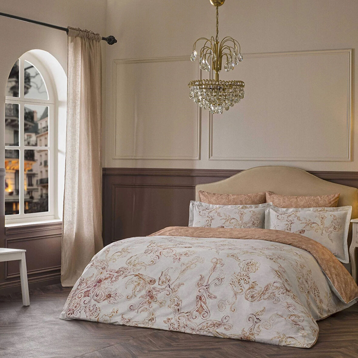 Linens Etienne Pamuk Saten Süperking Nevresim Takımı Gri