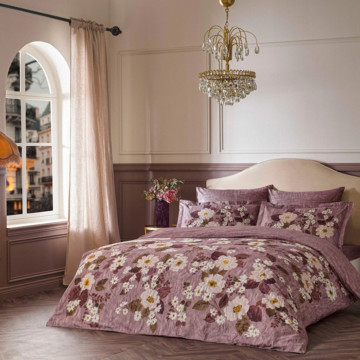 Linens Velour Pamuk Saten King Nevresim Takımı Pembe