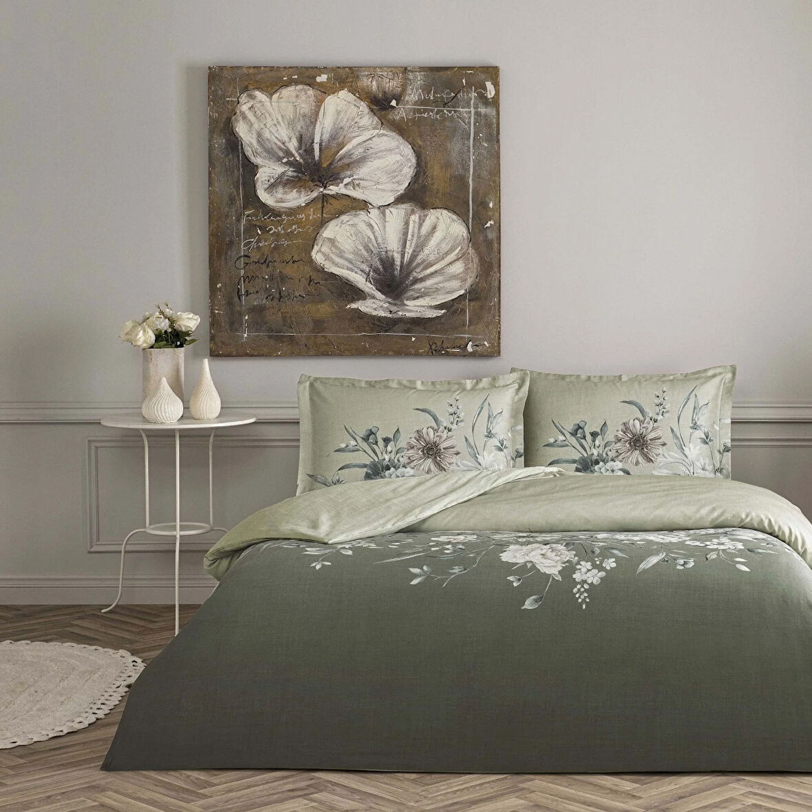 Taç Nurell Saten Çift Kişilik Nevresim Takımı Gri