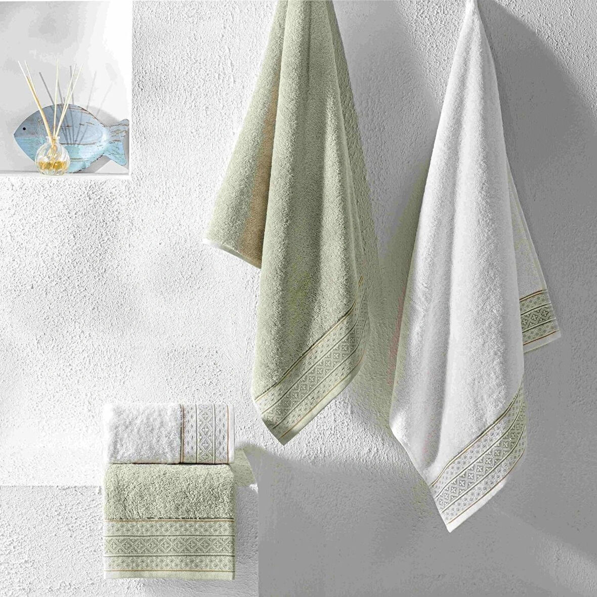 TAÇ YENİ SEZON PURE COTTON PAMUK HAMAM SETİ ETHNA ( EKRU - TAŞ )