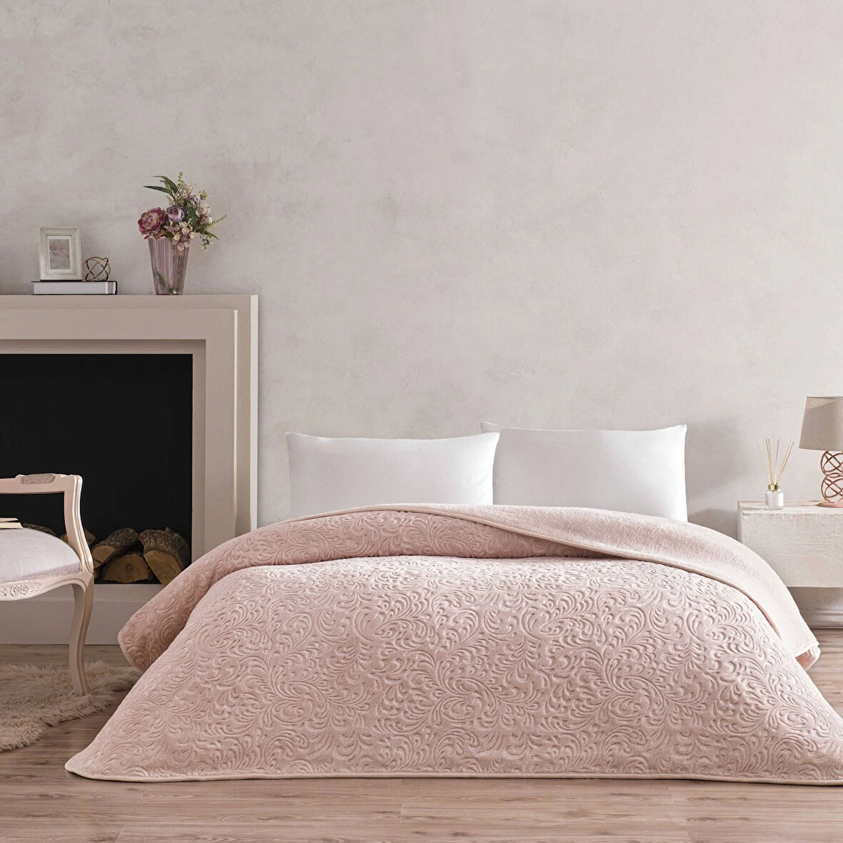 Taç Doressa Çift Kişilik Battaniye Pudra