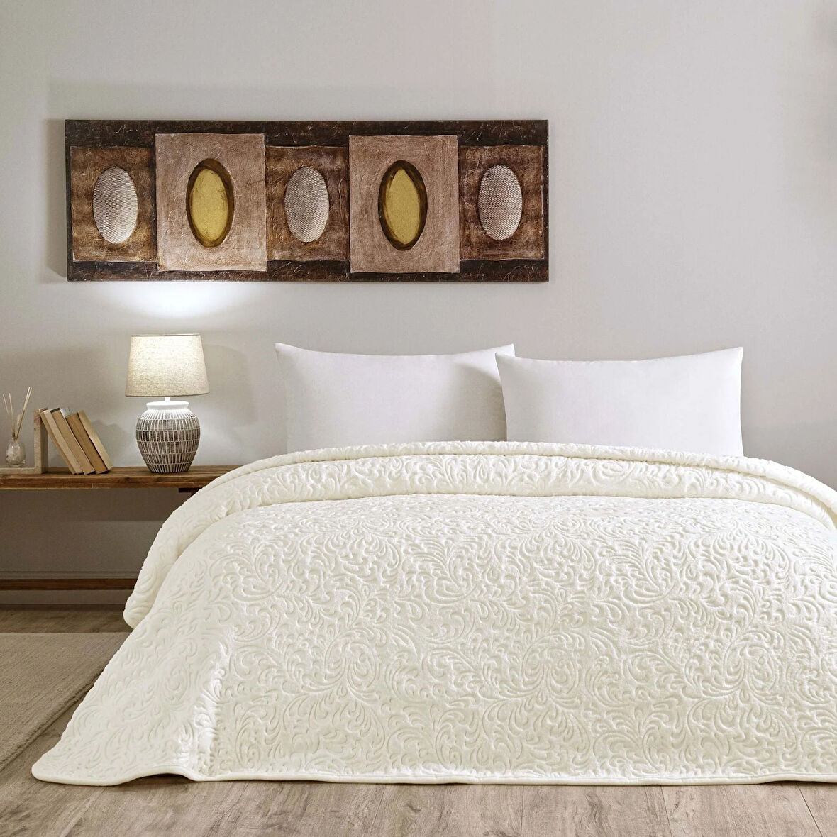 Taç Doressa Çift Kişilik Battaniye Ekru