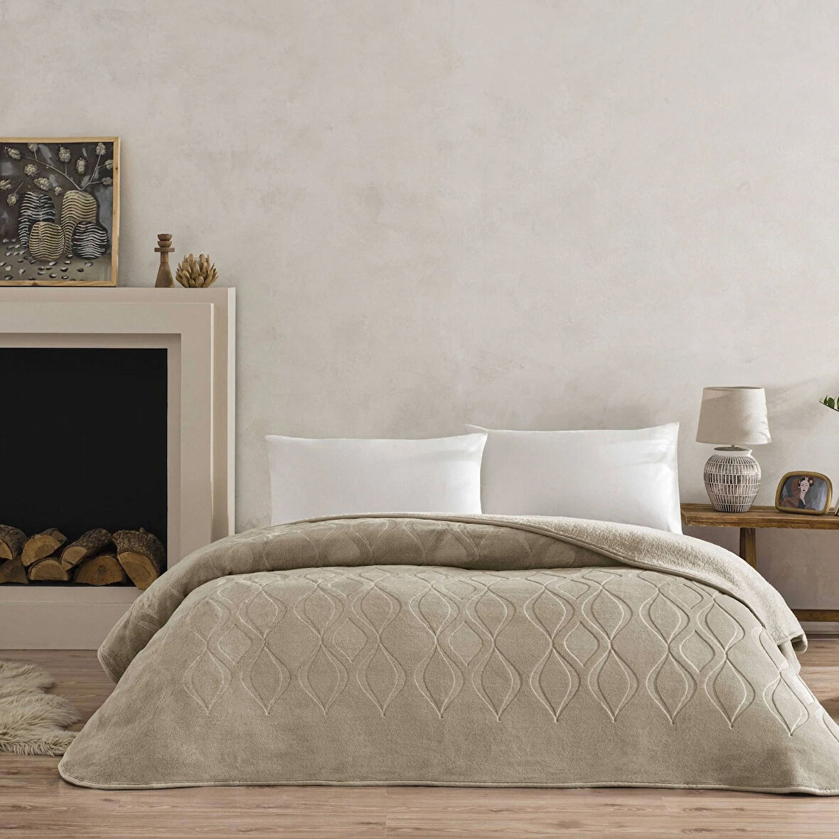 Taç Tessra Çift Kişilik Battaniye Bej