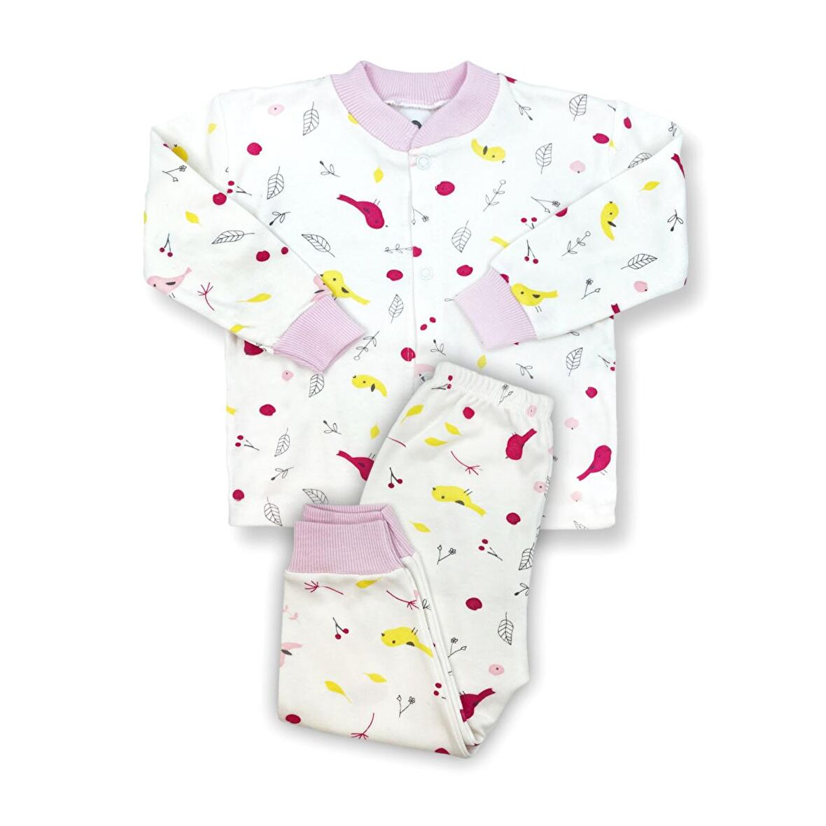 Sema Baby Happy Birds Bebek Pijama Takımı Pembe 0-3 Ay