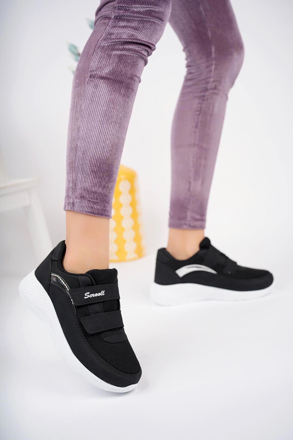 Muggo Chester Garantili Kadın Ortopedik Bağcıksız Cırtlı Rahat Sneaker Spor Ayakkabı