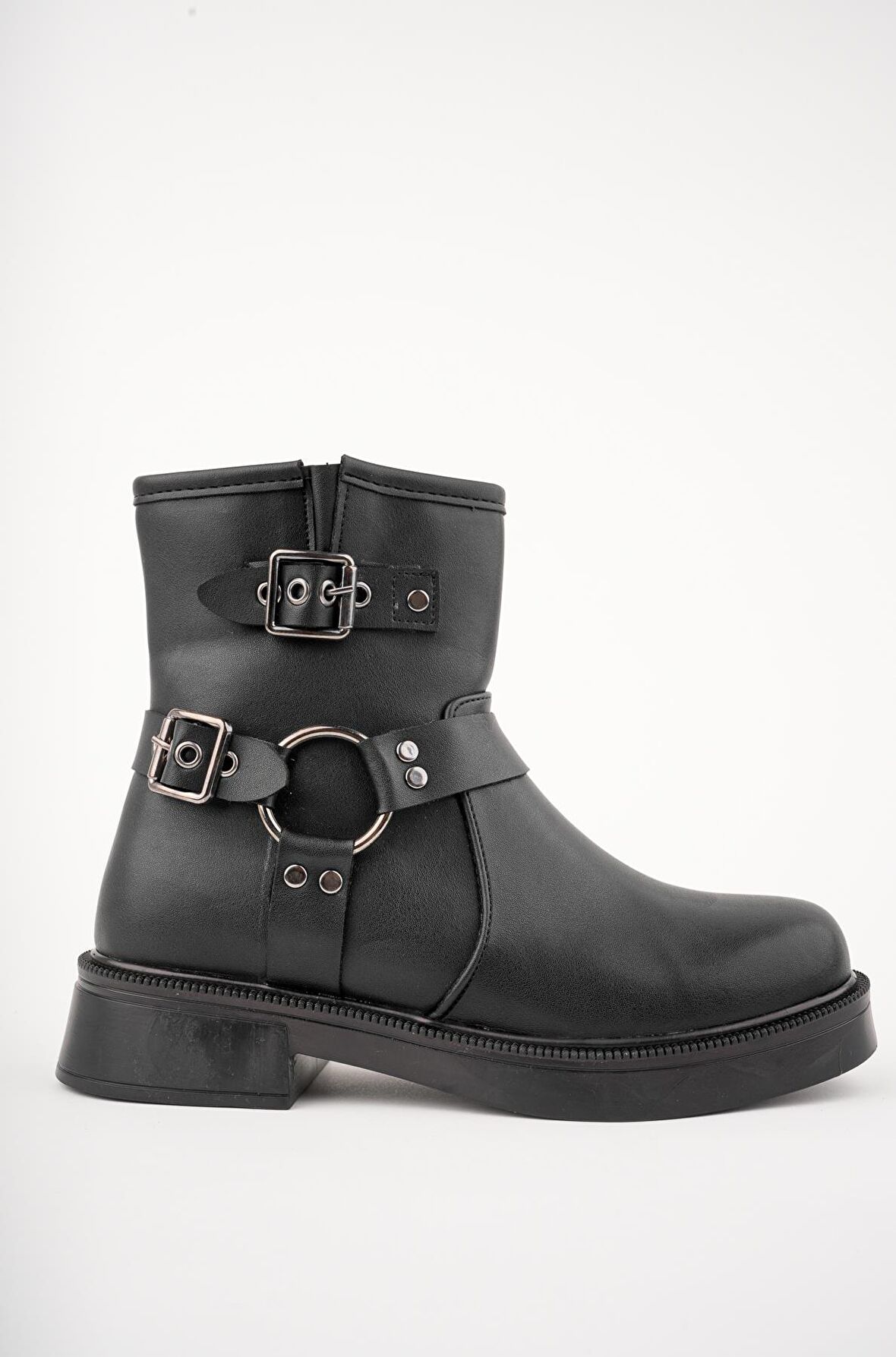 Muggo OSHO Garantili Fermuarlı Kemer Detaylı Kadın Kışlık Bot