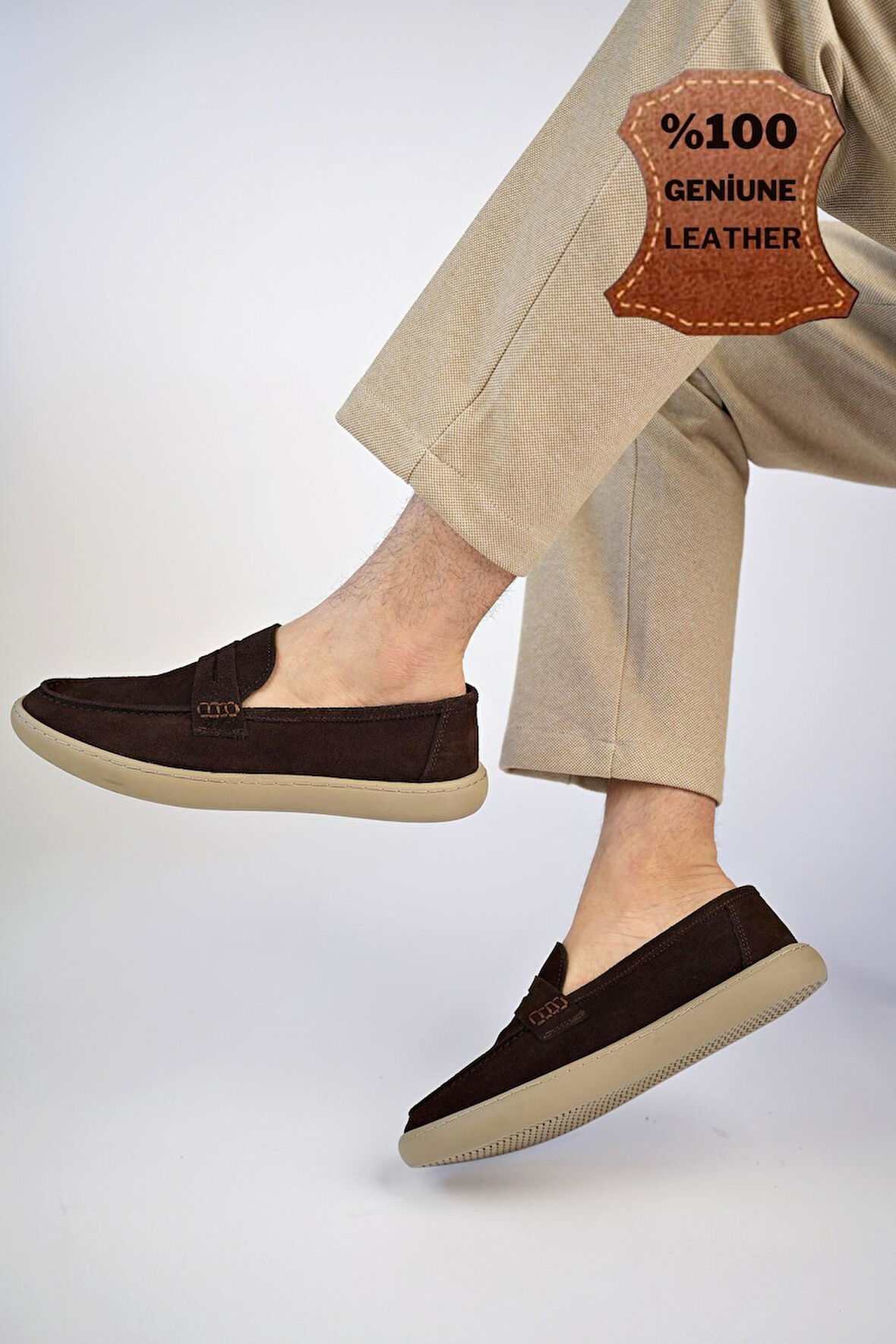 Muggo DENZEL Garantili Günlük Klasik Hakiki Deri Casual Rahat Ortopedik Bağcıksız Erkek Ayakkabı