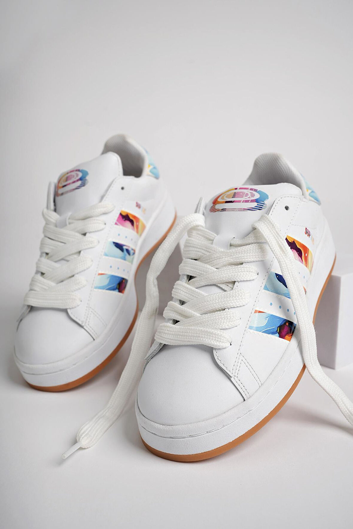 Muggo FLOWER Garantili Kadın Ortopedik Günlük Bağcıklı Yürüyüş Koşu Sneaker Spor Ayakkabı