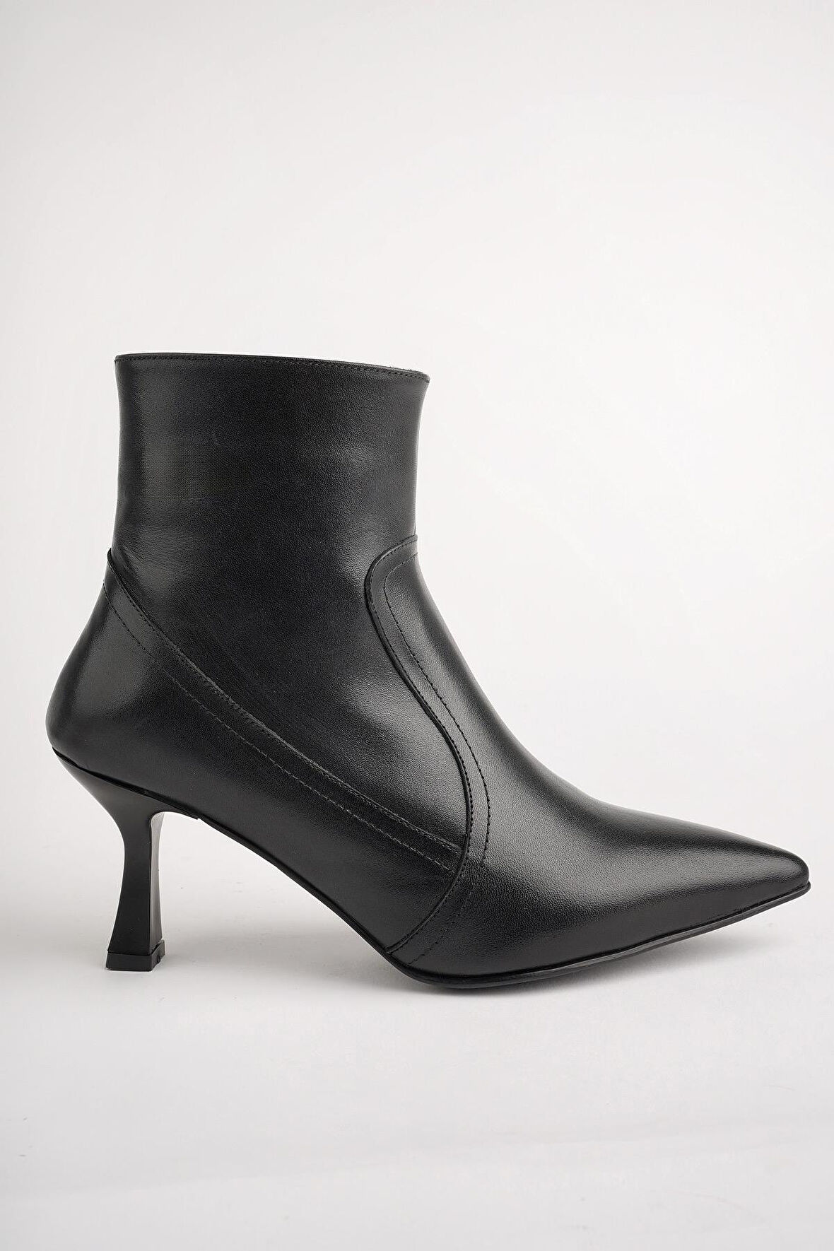 Muggo NATALİE Garantili Hakiki Deri Sivri Burun Fermuarlı İnce Topuklu Kadın Bot