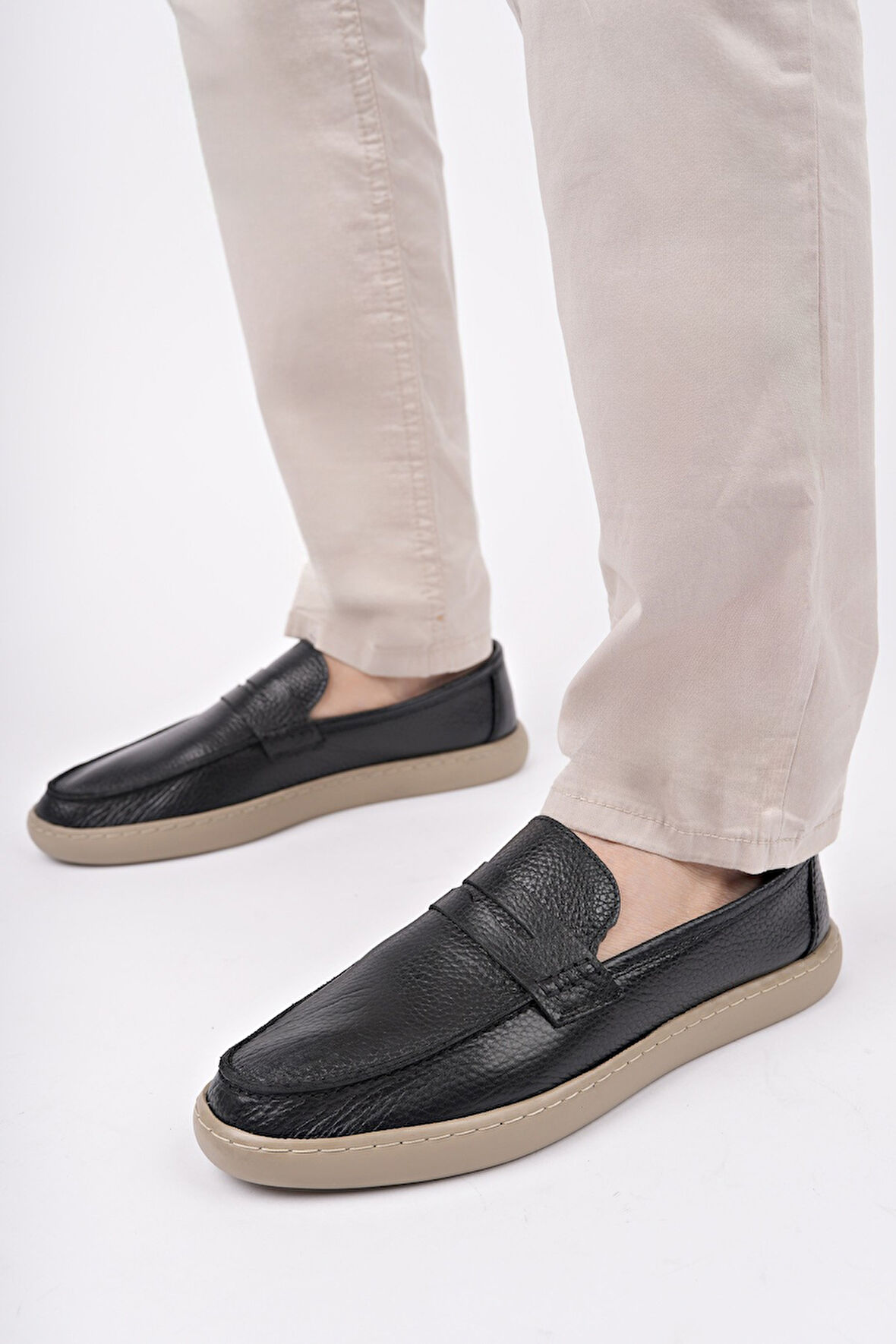 Muggo HARNAZ Bağcıksız Hakiki Deri Erkek Günlük Casual Ayakkabı