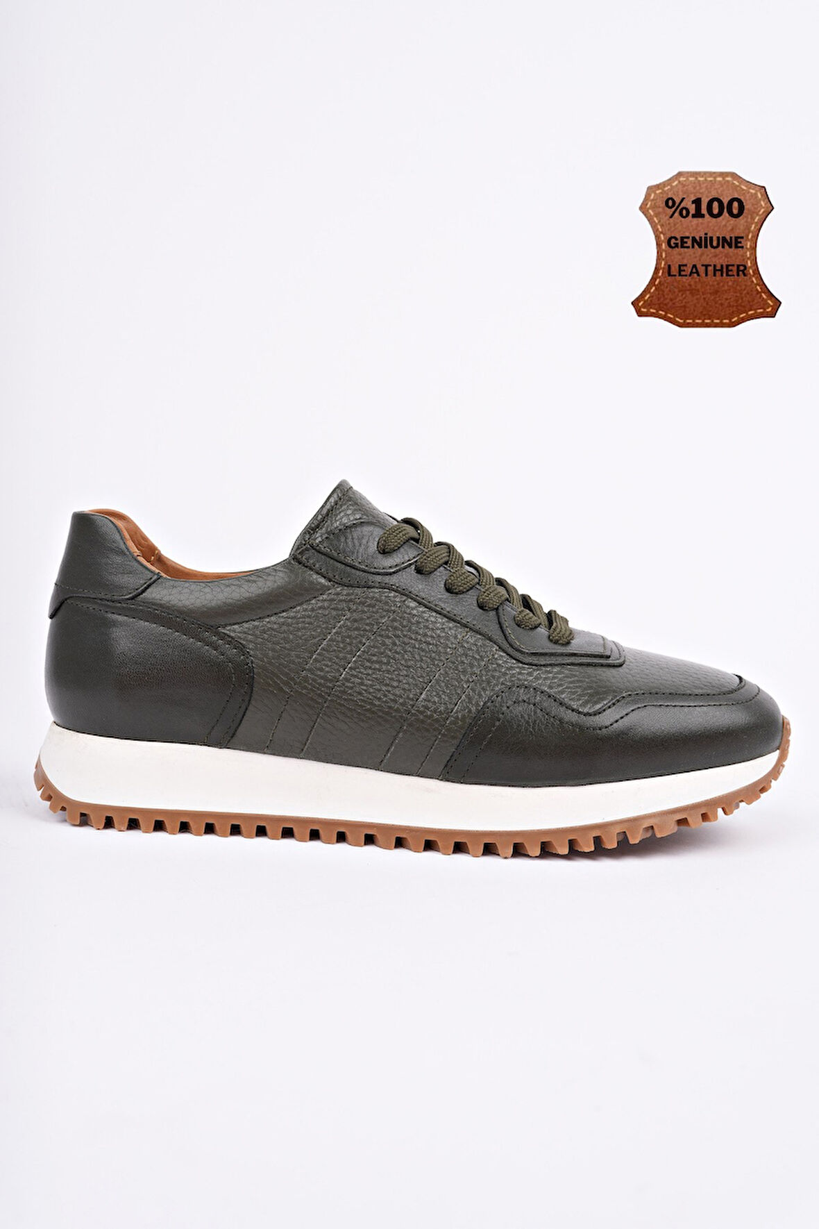 Muggo HARWİL Kalın Taban Bağcıklı Hakiki Deri Erkek Günlük Sneaker Spor Ayakkabı