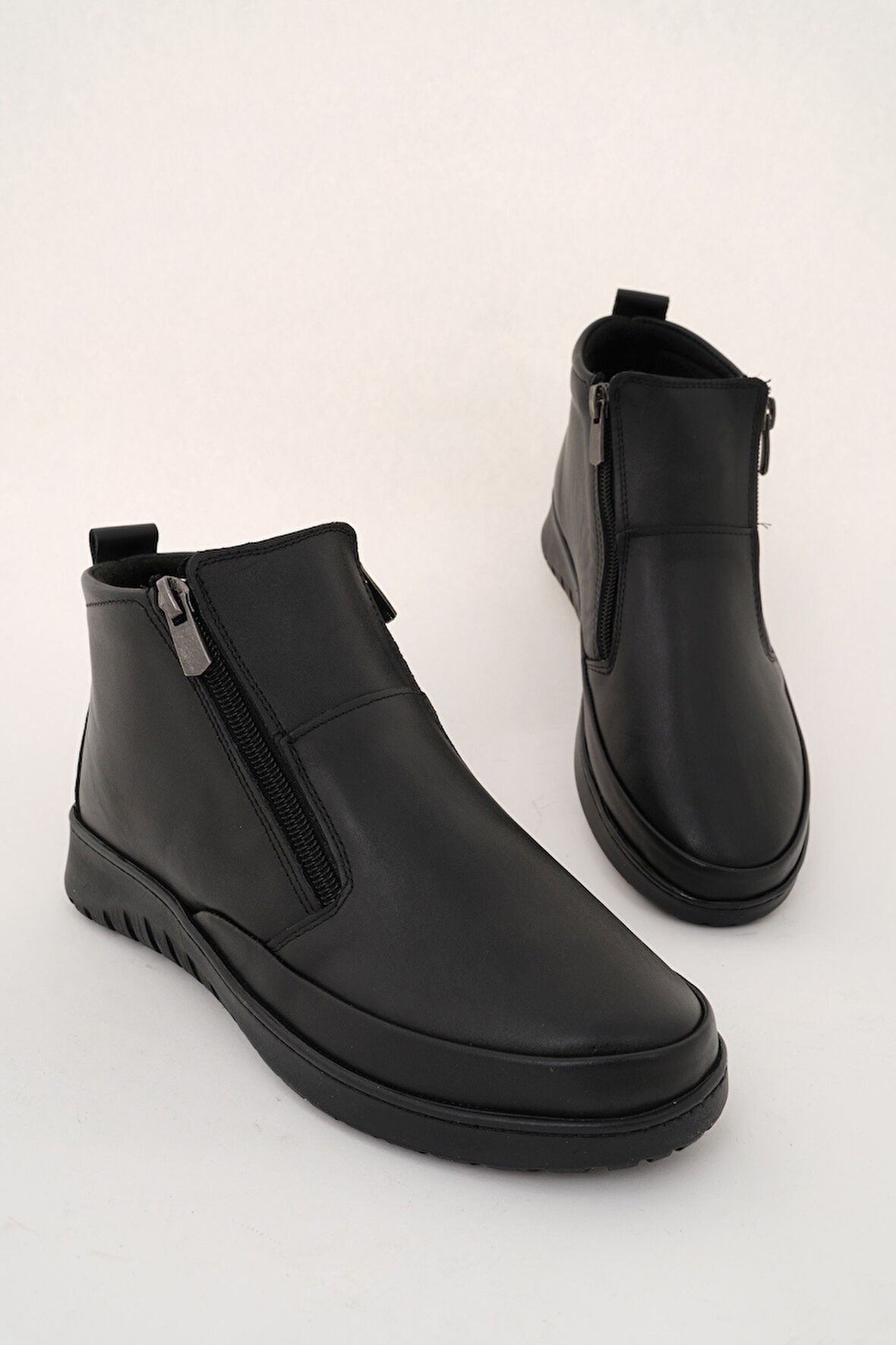 Muggo FENİKS Hakiki Deri Çift Fermuarlı Kadın Bot