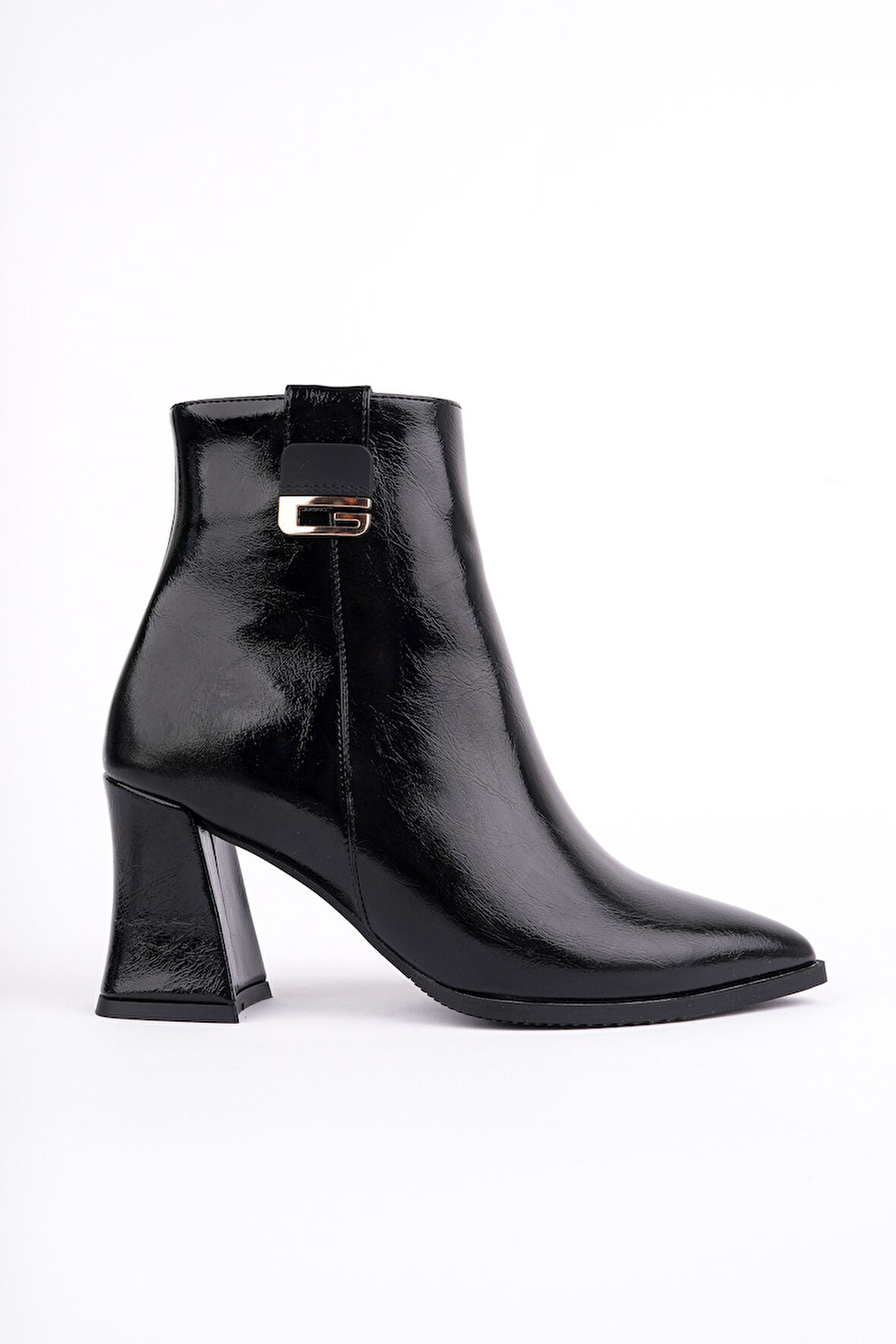 Muggo LUXERA Sivri Burun Toka Detaylı Fermuarlı Kalın Topuklu Kadın Bot