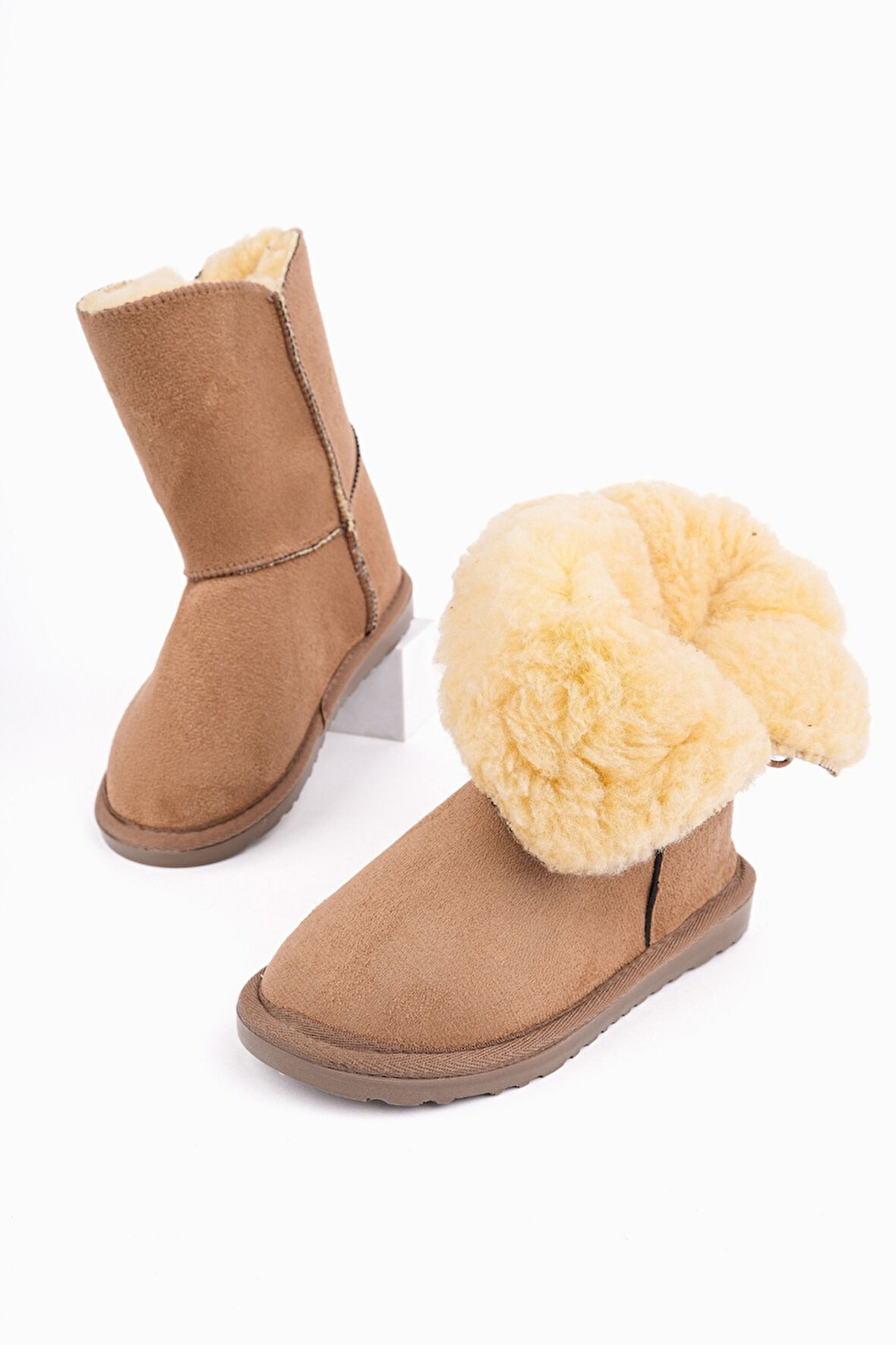 Muggo KİDDY Düğmeli Kürklü Çocuk Kışlık Bot