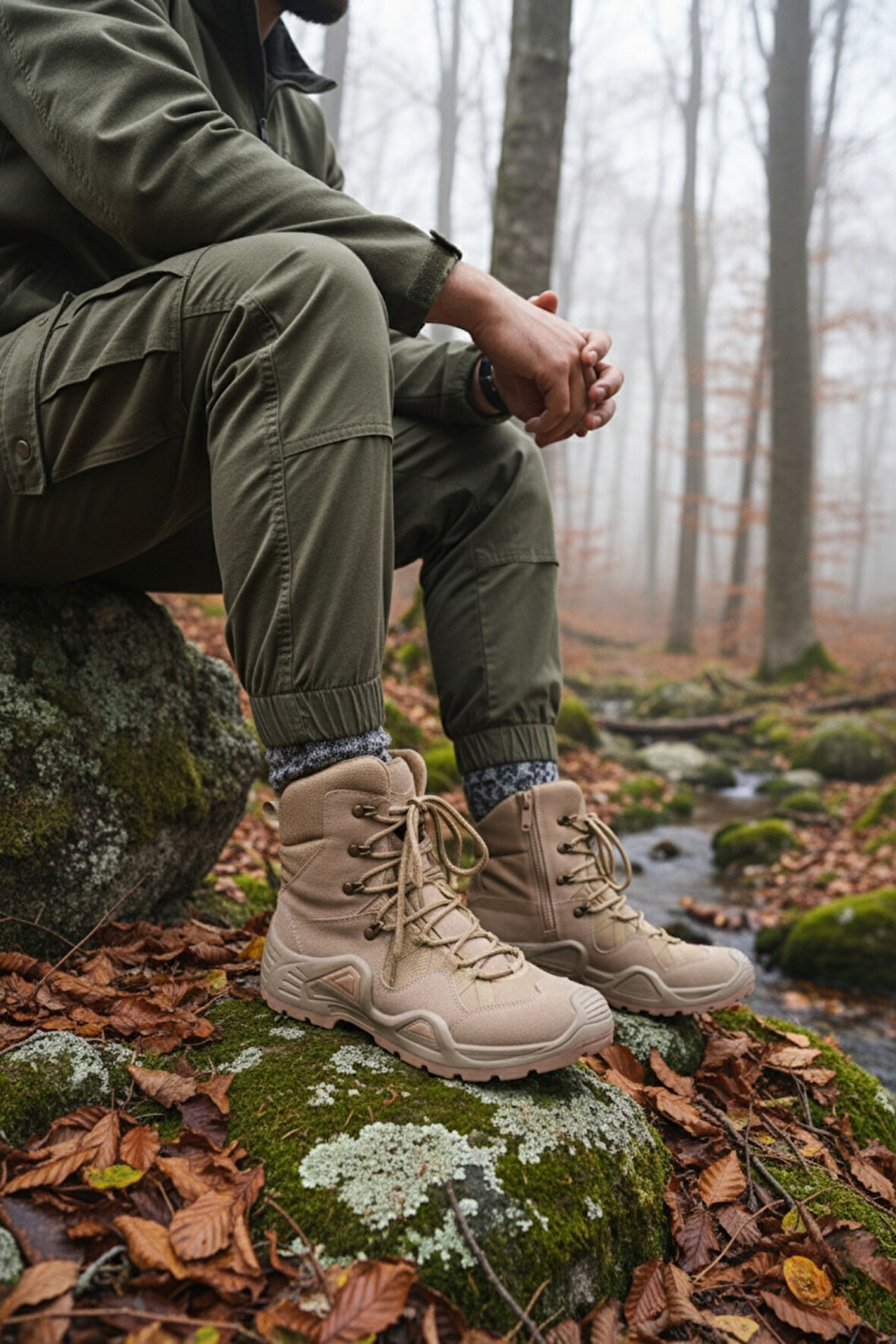 Muggo RANGER Tactical Askeri Fermuarlı ve Bağcıklı Postal Çöl Botu
