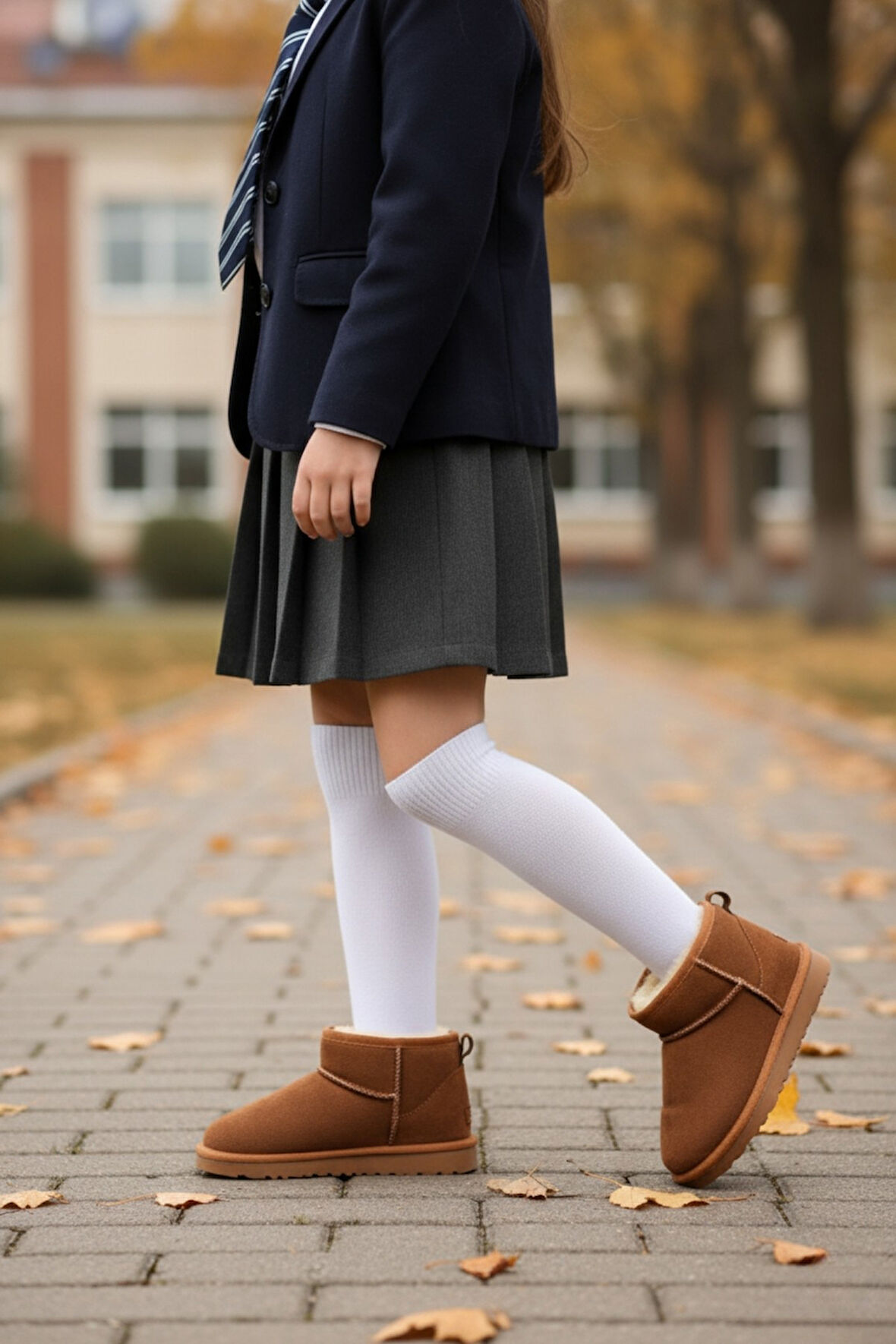 Muggo FROZİE Çocuk Kalın Taban İçi Tüylü Günlük Mini Yarım Bot