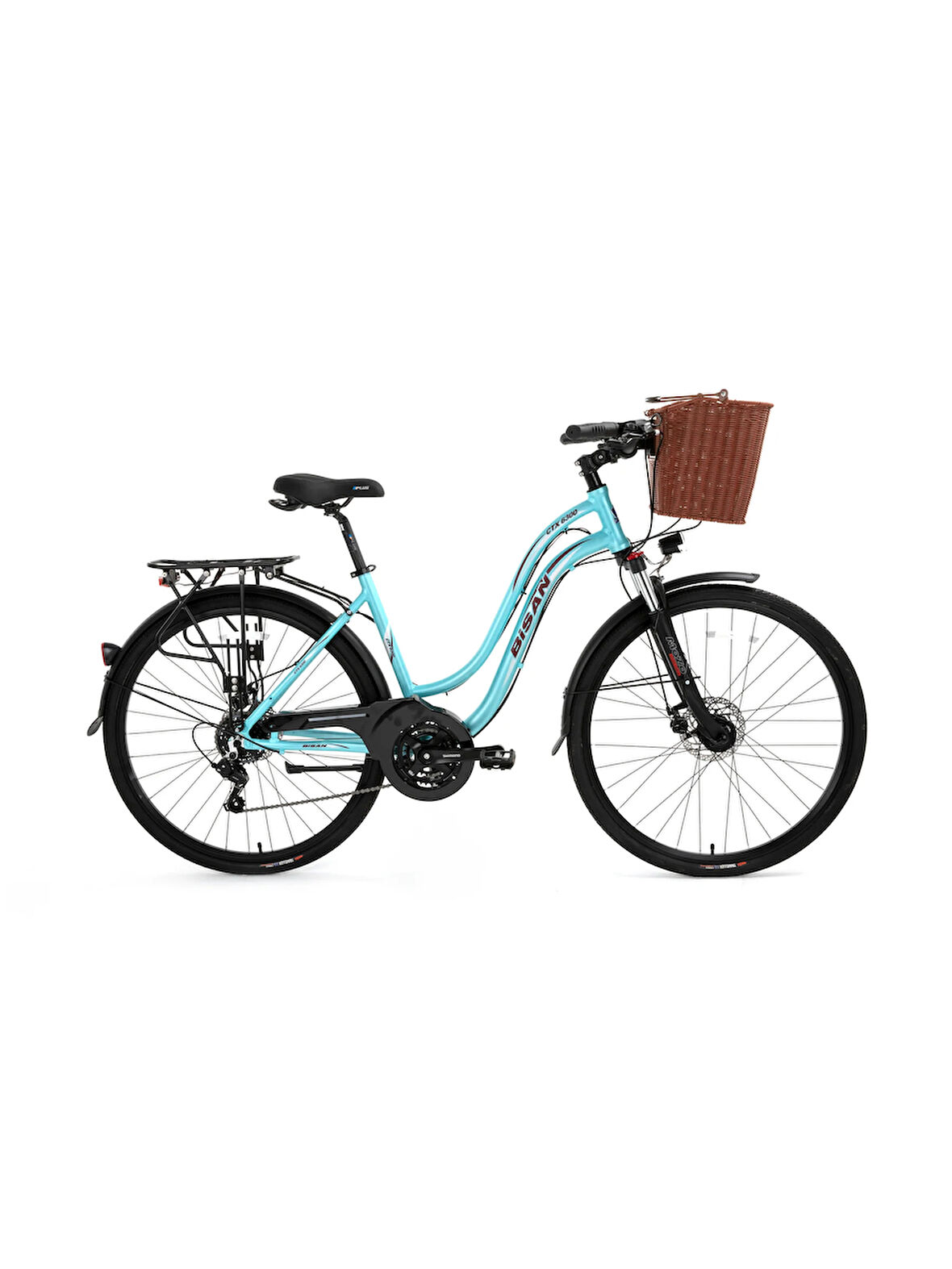 Bisan CTX 6300 MD Fren 21 Vites 28 Jant Şehir Bisikleti Turkuaz Bordo 18 Kadro