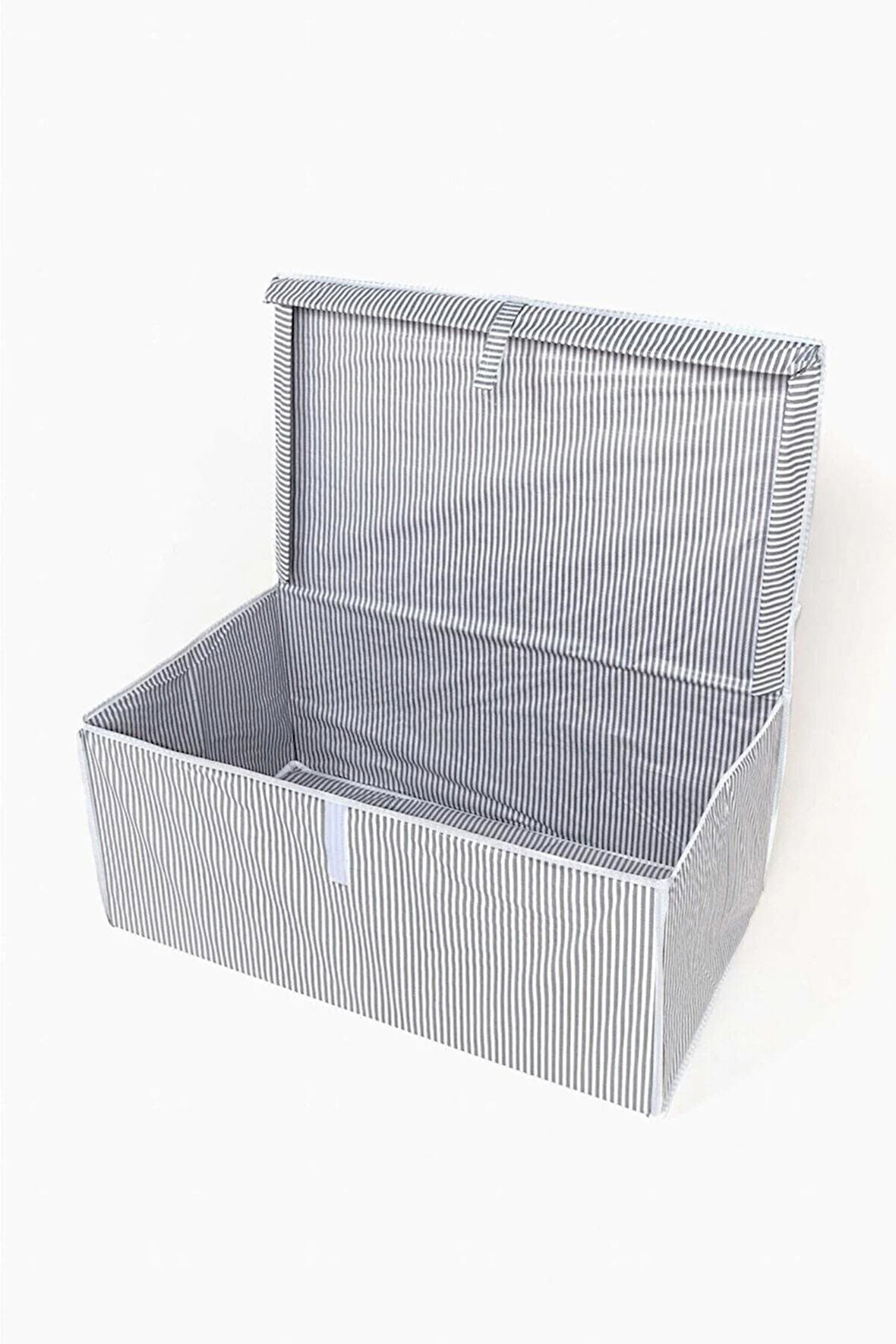 Alas Çok Amaçlı Mega Kutu Gri Çizgili Tekli 60x40x30 Cm