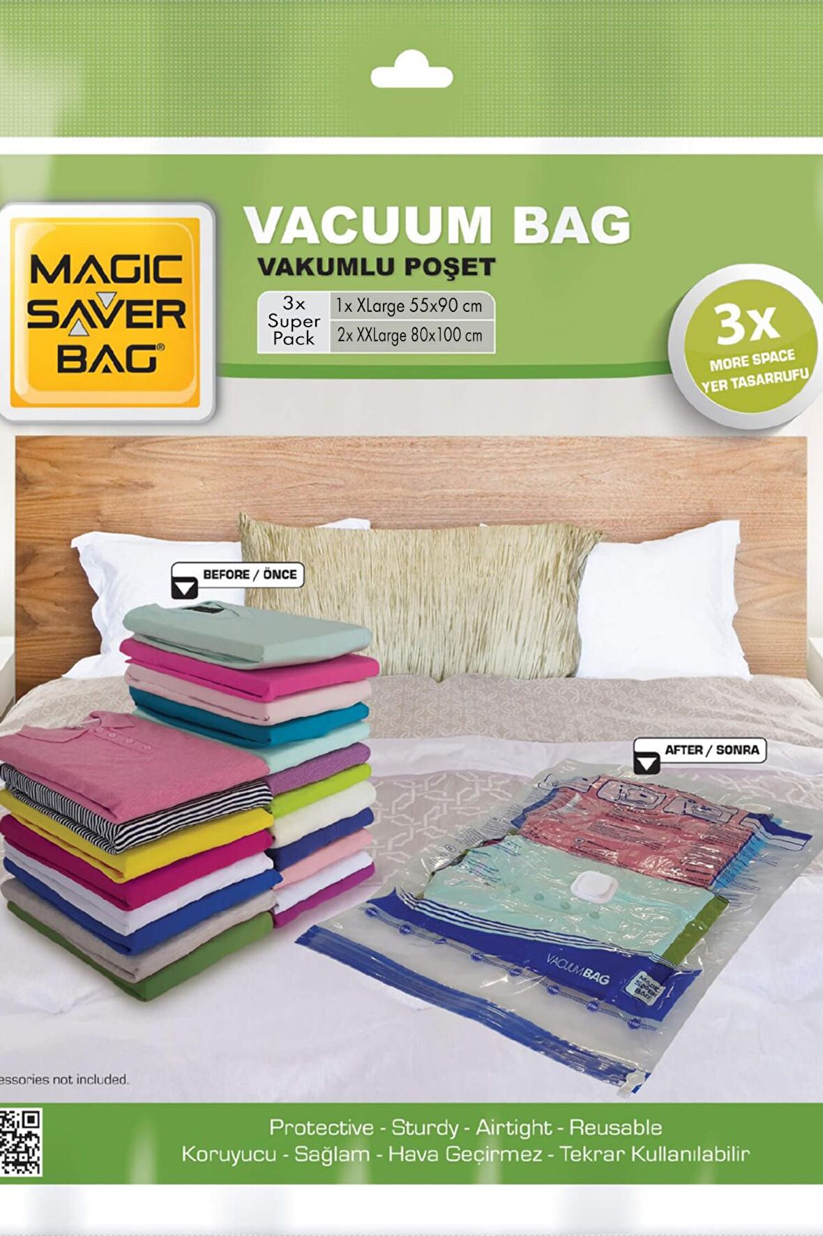 Magic Saver Bag 3lü Vakumlu Poşet Hurç Seti - Şeffaf