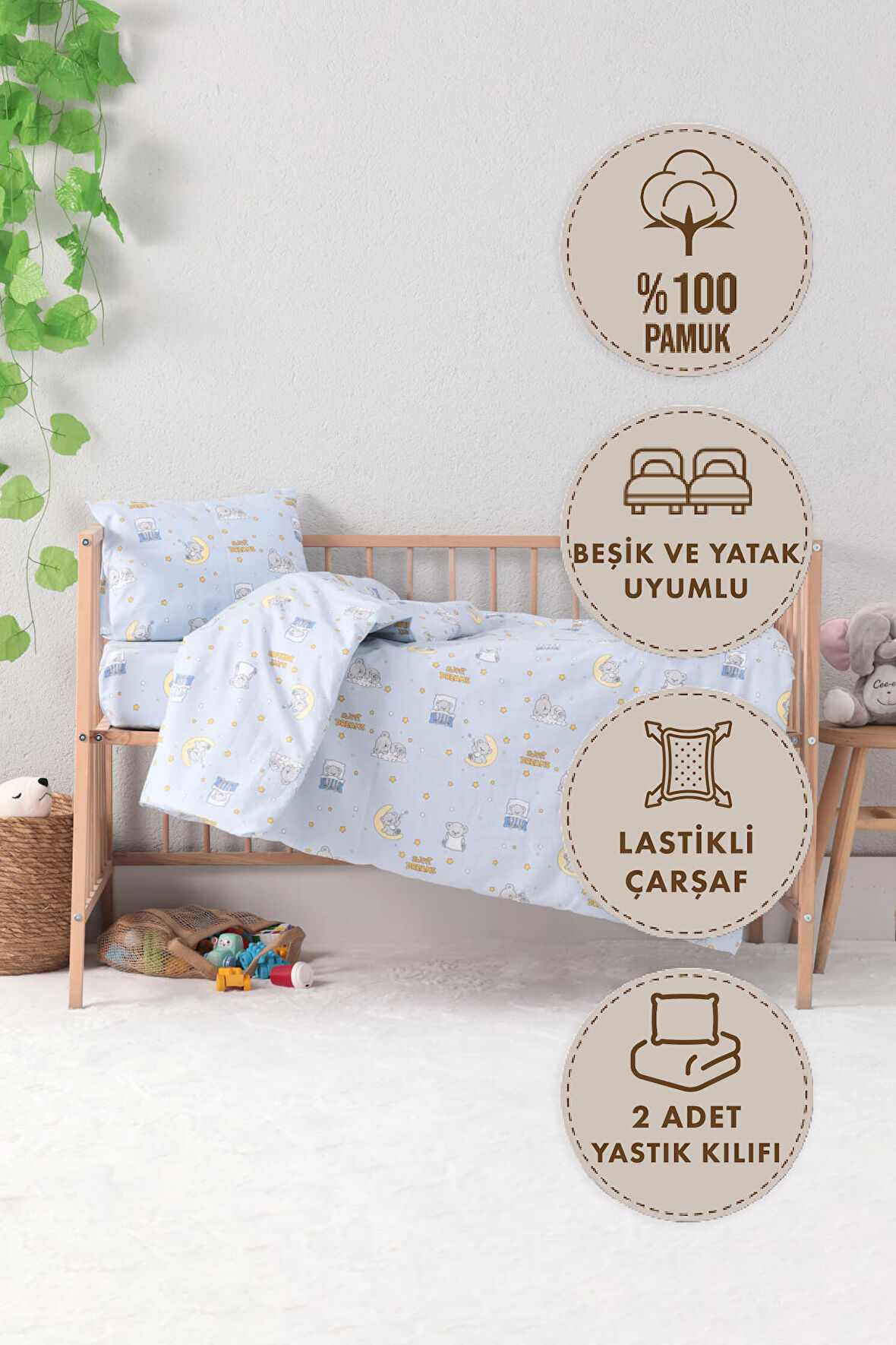 Baby %100 Pamuk Dream Sweet Bebek Nevresim Takımı - Mavi